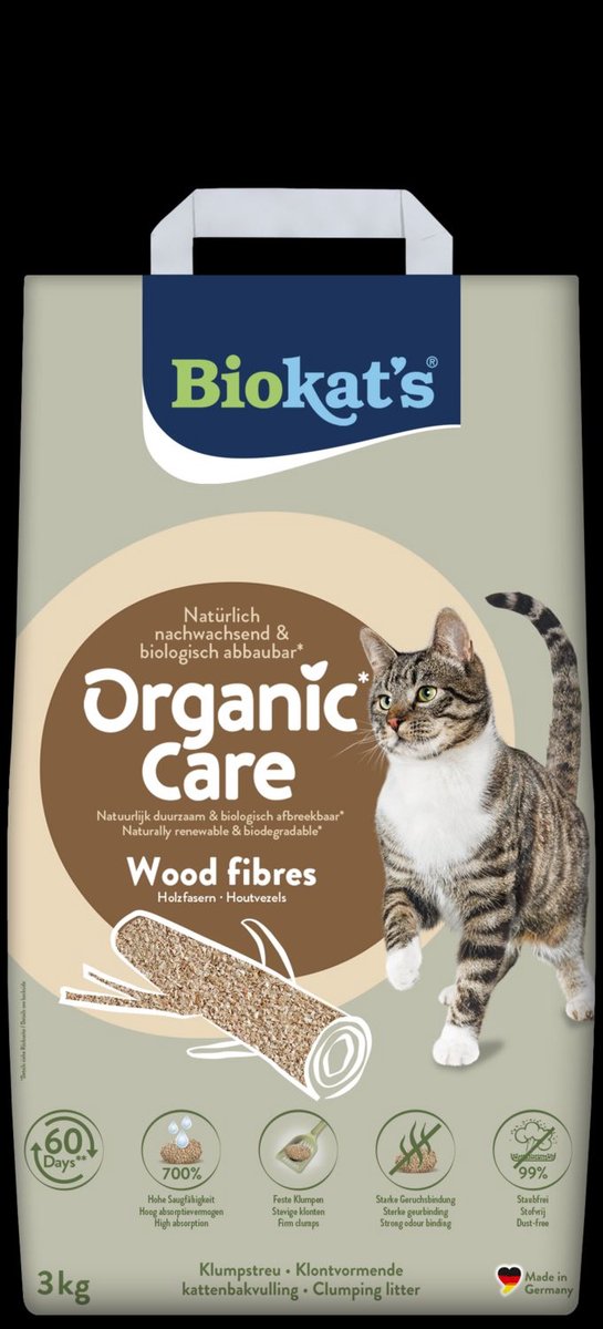 Miniatuur van productfoto 16 van Biokat´s Organic Care Wood - 3 Kg - Kattenbakvulling - Klontvormend - zonder geur