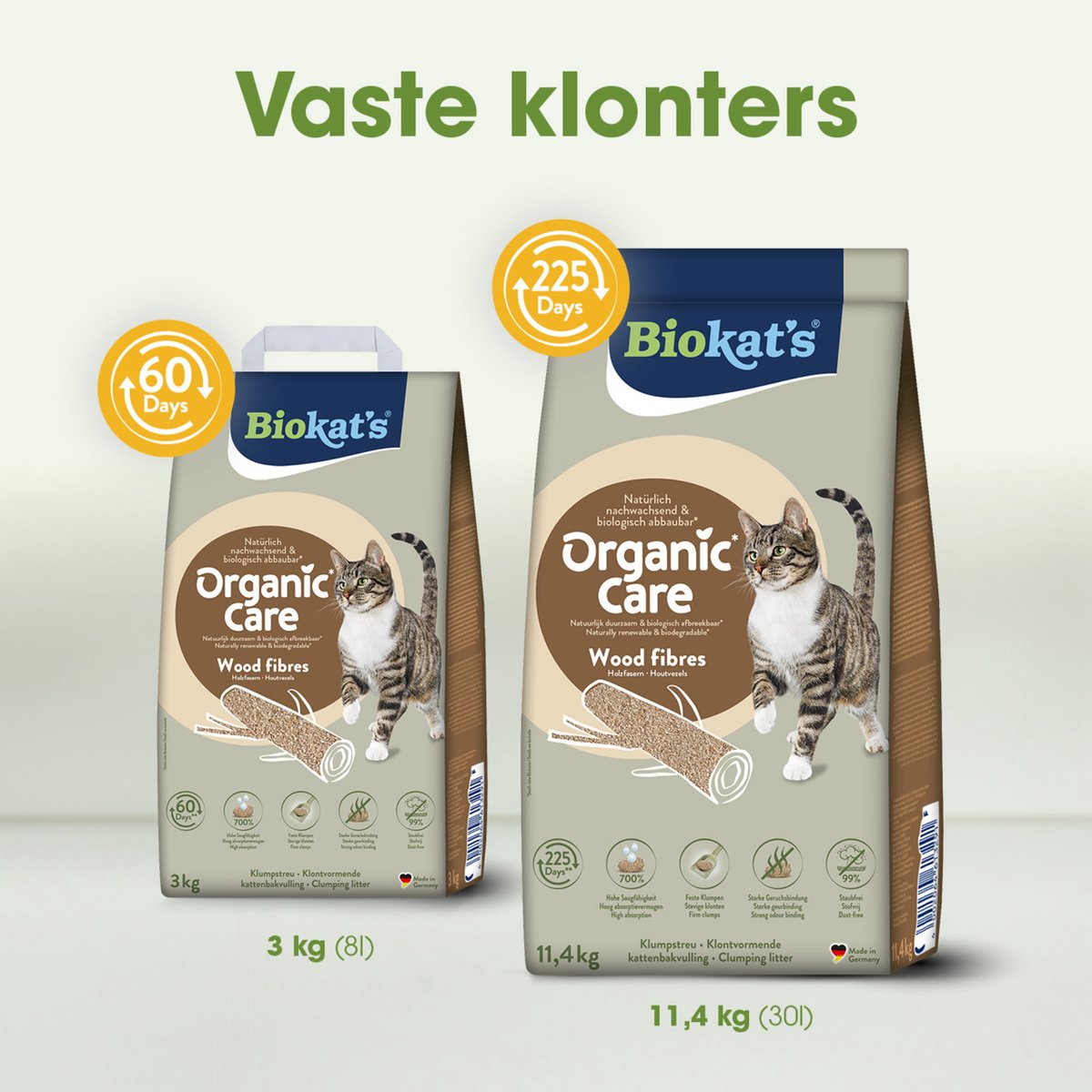Miniatuur van productfoto 4 van Biokat´s Organic Care Wood - 3 Kg - Kattenbakvulling - Klontvormend - zonder geur