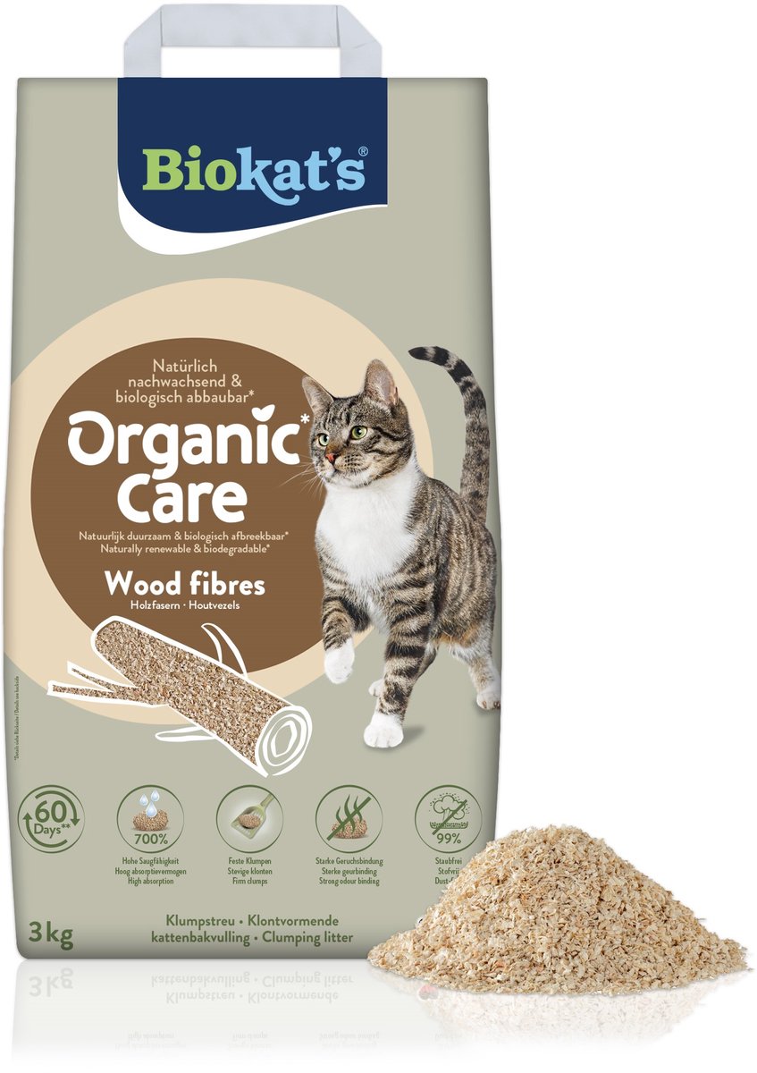 Miniatuur van productfoto 8 van Biokat´s Organic Care Wood - 3 Kg - Kattenbakvulling - Klontvormend - zonder geur