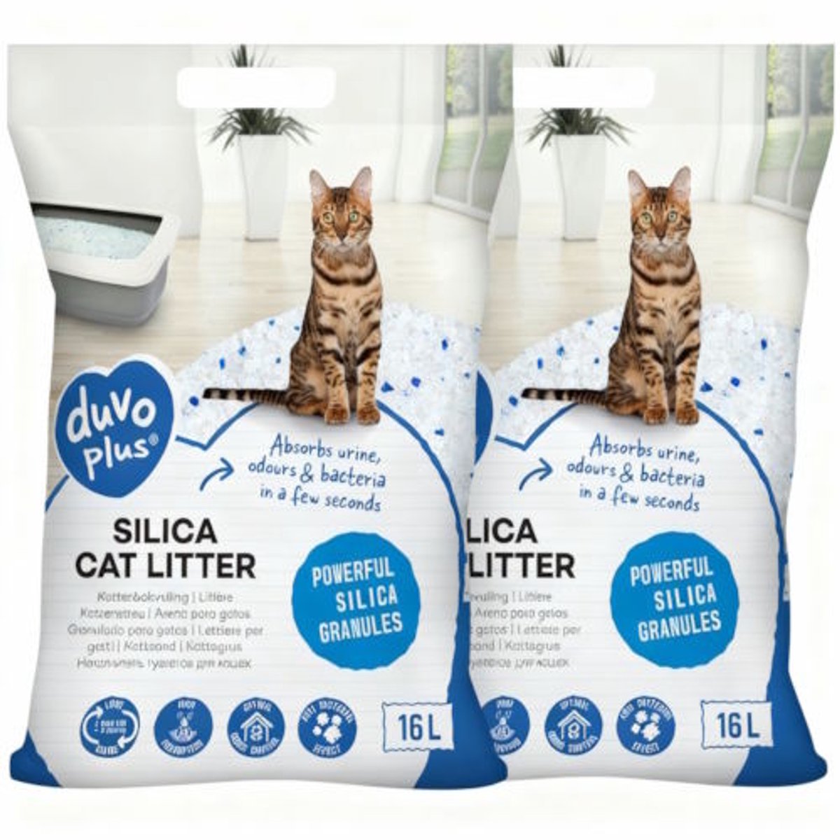 Miniatuur van productfoto 3 van Duvo Silica Premium - Kattenbakvulling - 2 x 16L