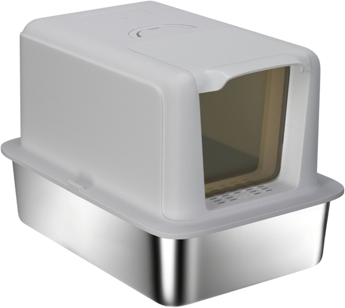 Miniatuur van productfoto 4 van COVREO Kattenbak 60,5 x 40,5 x 41,5 cm – RVS, grijs/zilver, met deksel en filter