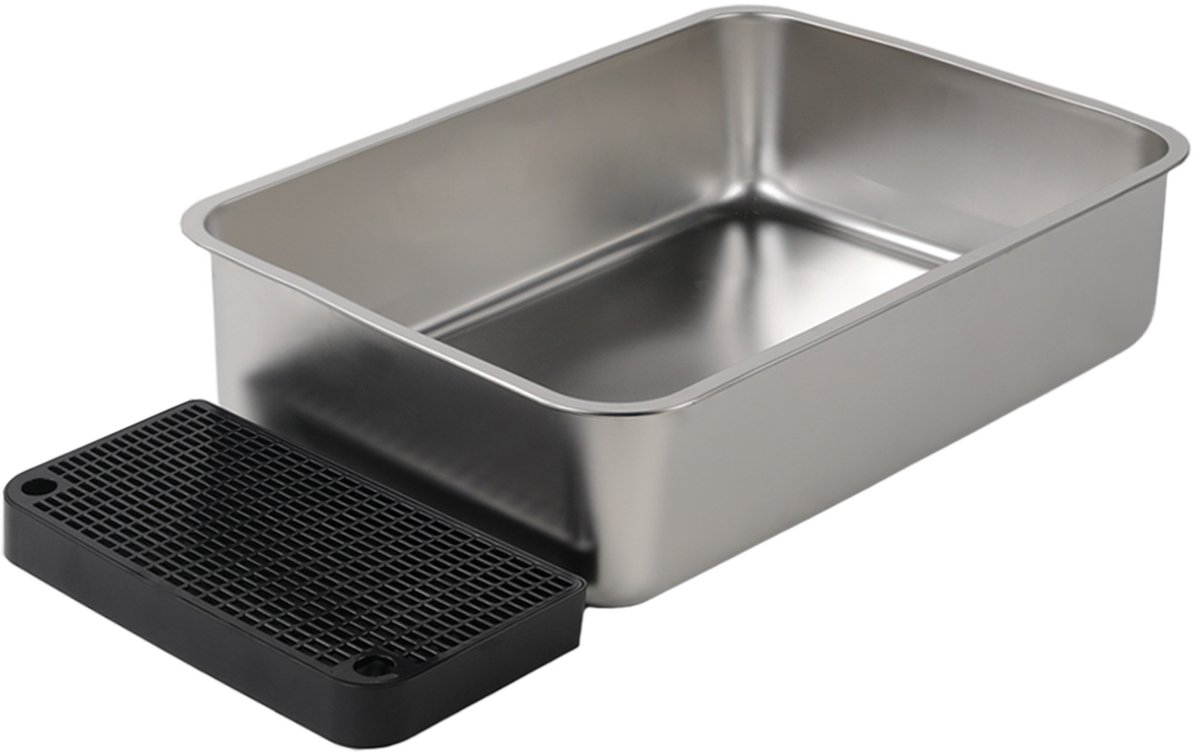 Miniatuur van productfoto 3 van CALIYO XXL Kattenbak van RVS – 40L – 2-in-1 Open Kattenbak met Afneembaar Deksel – Inclusief Geurfilter, Schep & Gritmat – Met Gritopvang & Opstapje – Hygiënisch & Duurzaam – Voor Grote én Kleine Katten - Zwart