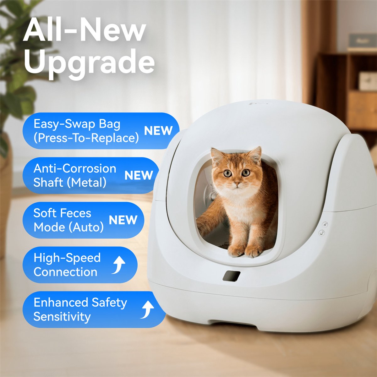 Miniatuur van productfoto 5 van CATLINK Baymax-Lite Slimme Automatische Kattenbak – Zelfreinigend, App-Bediening, 4 Reinigingsmodi, Geurcontrole, 65L Grote Capaciteit, Veiligheidssensoren, Voor Katten van 1.5–10 kg
