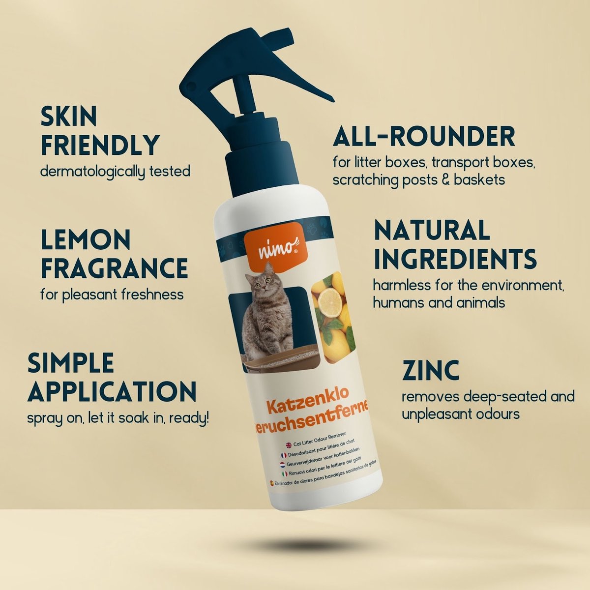 Miniatuur van productfoto 2 van nimo® kattenbak geurverwijderaar • neutraliserende spray tegen geurtjes en urine