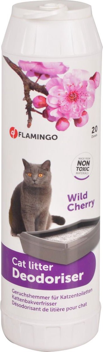 Productfoto 1 van Flamingo Kattenbakontgeurder – Wilde Kers & Bloemengeur – Voor Een Frisse Kattenbak