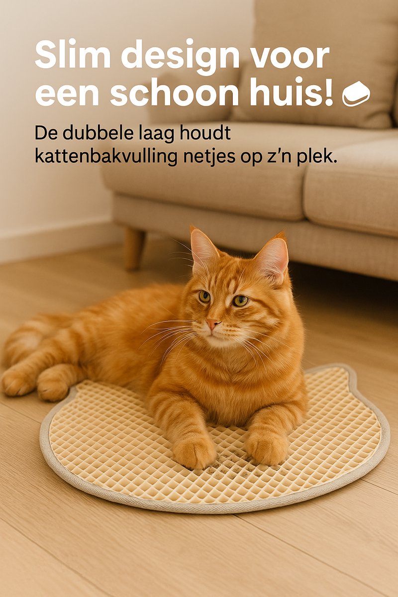 Miniatuur van productfoto 2 van Flamingo Kattenbakmat Matz Grijs – 70 cm L x 60 cm B x 1.3 cm H,Antislip, Waterdicht - Honingraatstructuur - Uitloopmat - Placemat Kat - Schoonloopmat Kattenbak - Kattenbak Accessoires - Katten Grit Opvanger - Katten Mat