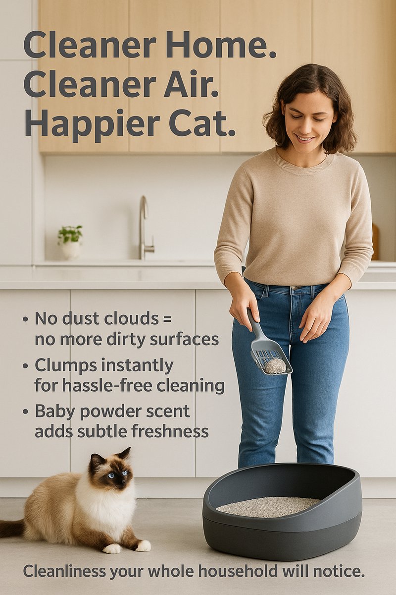 Miniatuur van productfoto 6 van Flamingo Kattenbakvulling Bentoniet met Babypoeder – 12 KG - Super Absorberend, Stofarm, Heerlijke Babypoedergeur, Ook Geschikt voor Kittens – Uit Canada