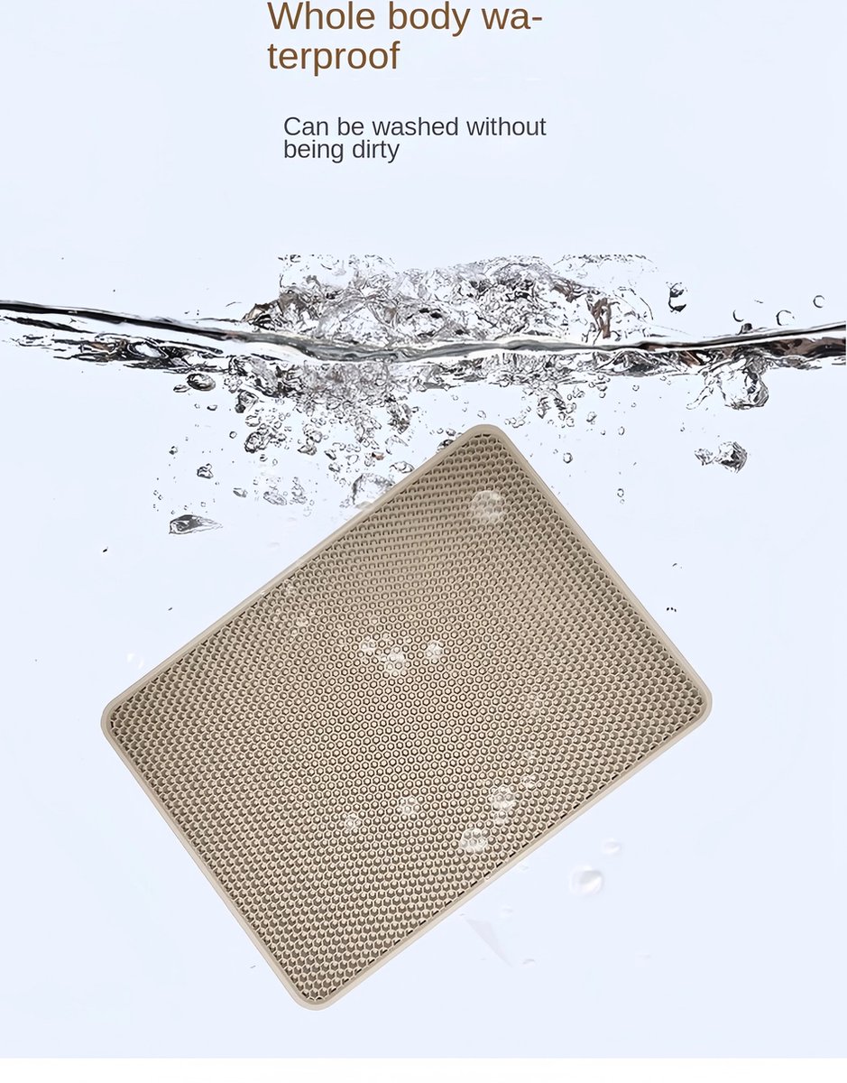 Productfoto 1 van Kattenbakmat, XXL, 60x90 cm, Kattenbakmat Grit Op-vanger, Kattenbakonderlegger, Dubbel laags, Urine En Waterdicht EVA-Materiaal, Kattenpootdesign, Beschermt Vloer En Tapijt, Gemakkelijk Te Reinigen, Beige
