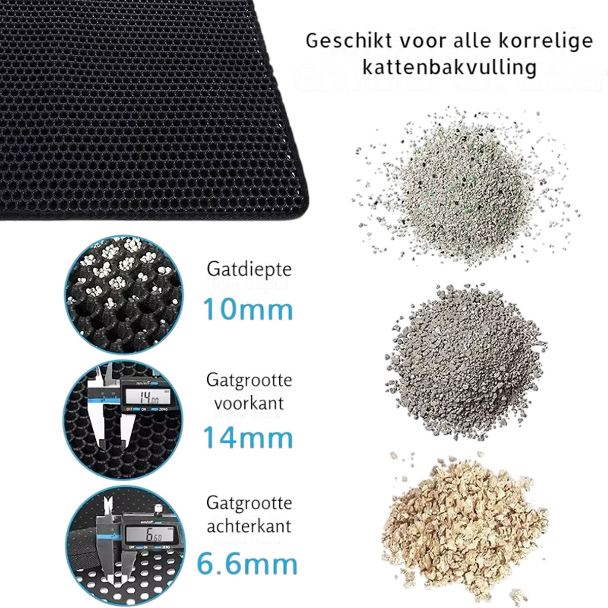 Productfoto 1 van BELIORA XXL Kattenbakmat - 60x90 cm - Kattenbakmat Grit Op-vanger - Dubbel laags - Urine En Waterdicht EVA-Materiaal - Beschermt Vloer En Tapijt – Kattenverzorging – Kattenbak Accessoires - Kat Benodigdheden - Gemakkelijk Te Reinigen - Zwart