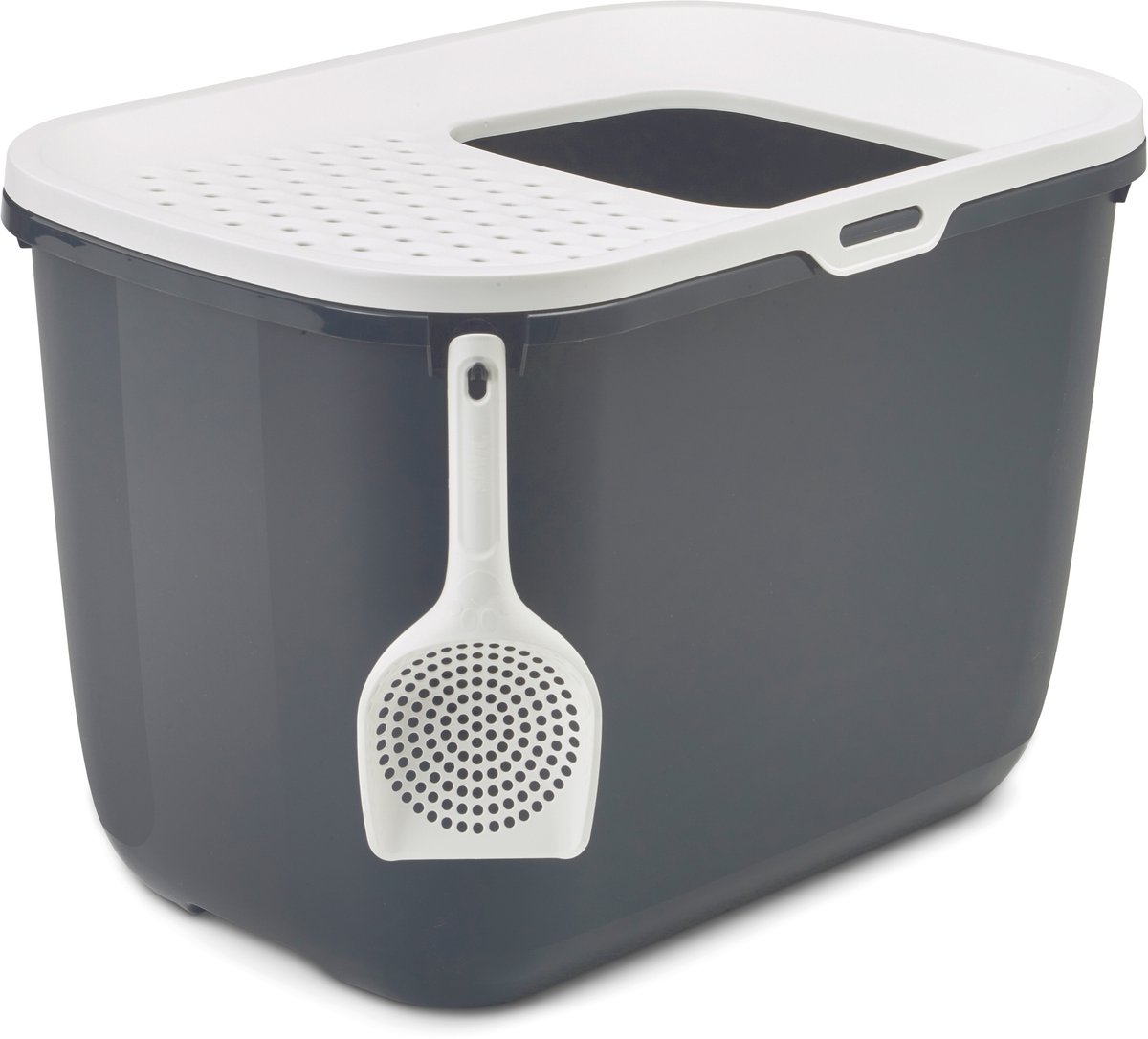 Productfoto 1 van Savic Kattentoilet Hop In 38.5 x 58 x 39 x 5 cm - Kattenbak - Antraciet & Wit