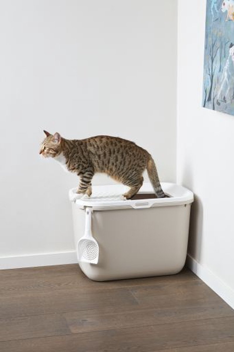 Miniatuur van productfoto 3 van Savic Kattentoilet Hop In 38.5 x 58 x 39 x 5 cm - Kattenbak - Antraciet & Wit