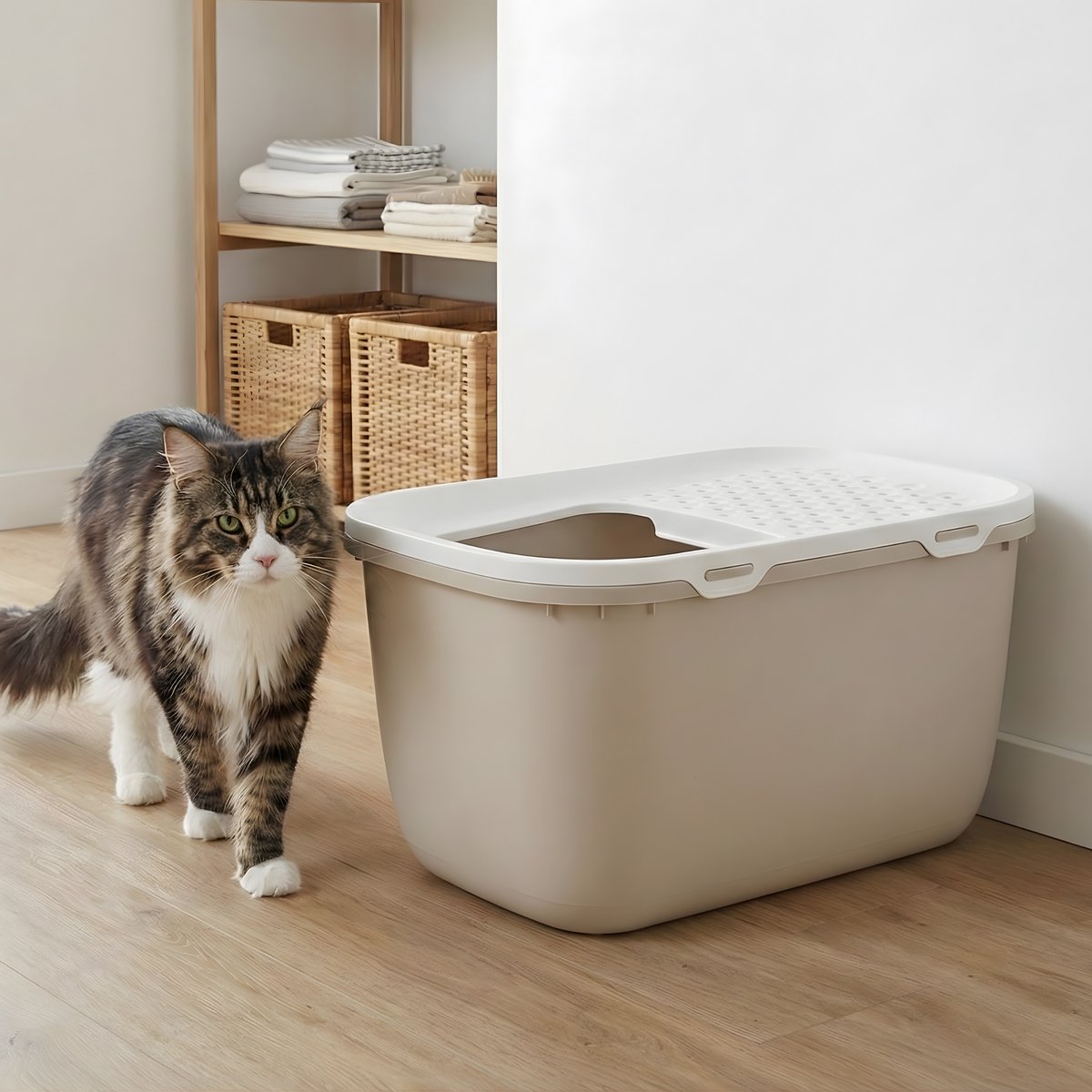 Miniatuur van productfoto 4 van Savic Hop In Giant - Kattenbak Giant - Instap Boven - Mokka/Wit - 74 x 49,7 x 43 cm