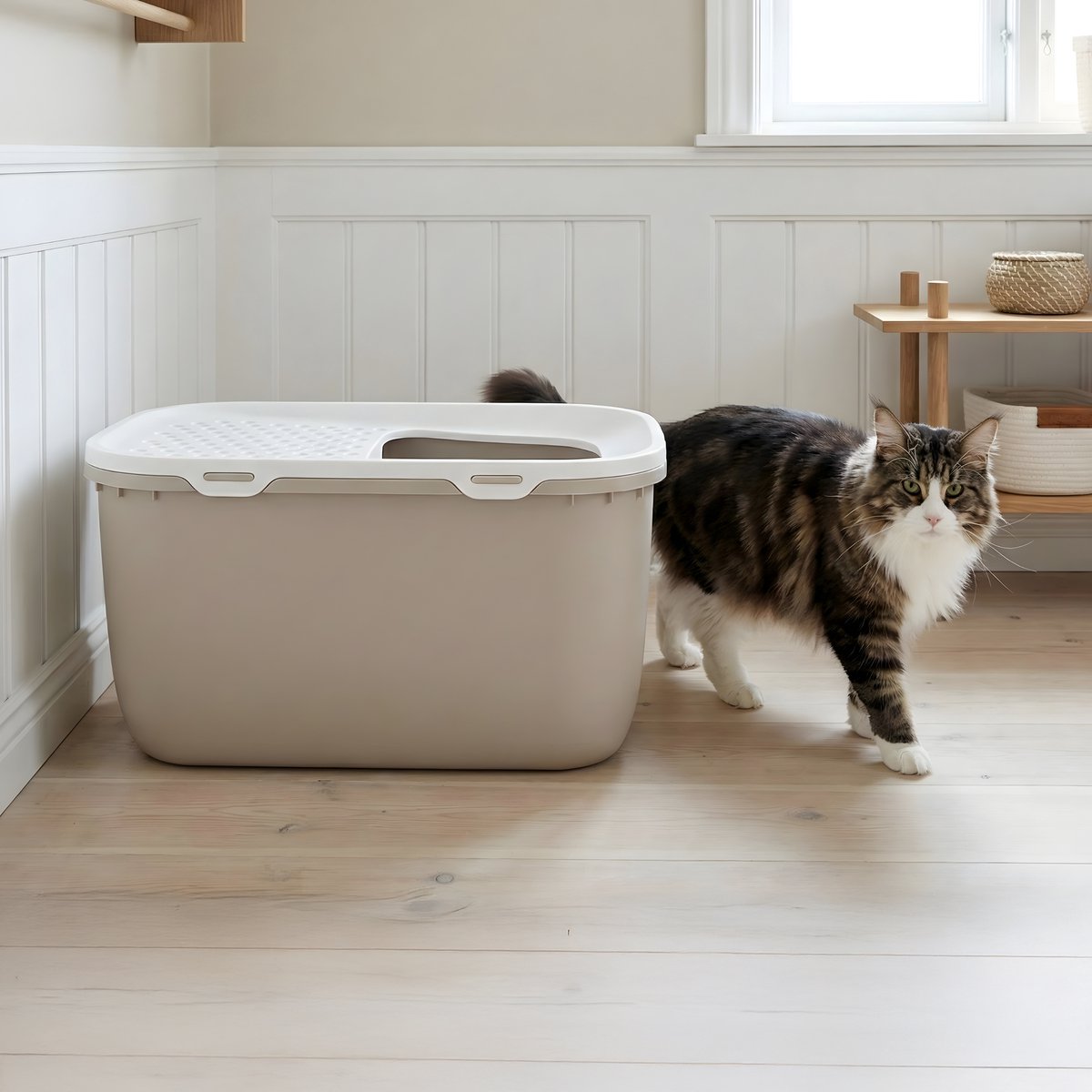 Miniatuur van productfoto 5 van Savic Hop In Giant - Kattenbak Giant - Instap Boven - Mokka/Wit - 74 x 49,7 x 43 cm