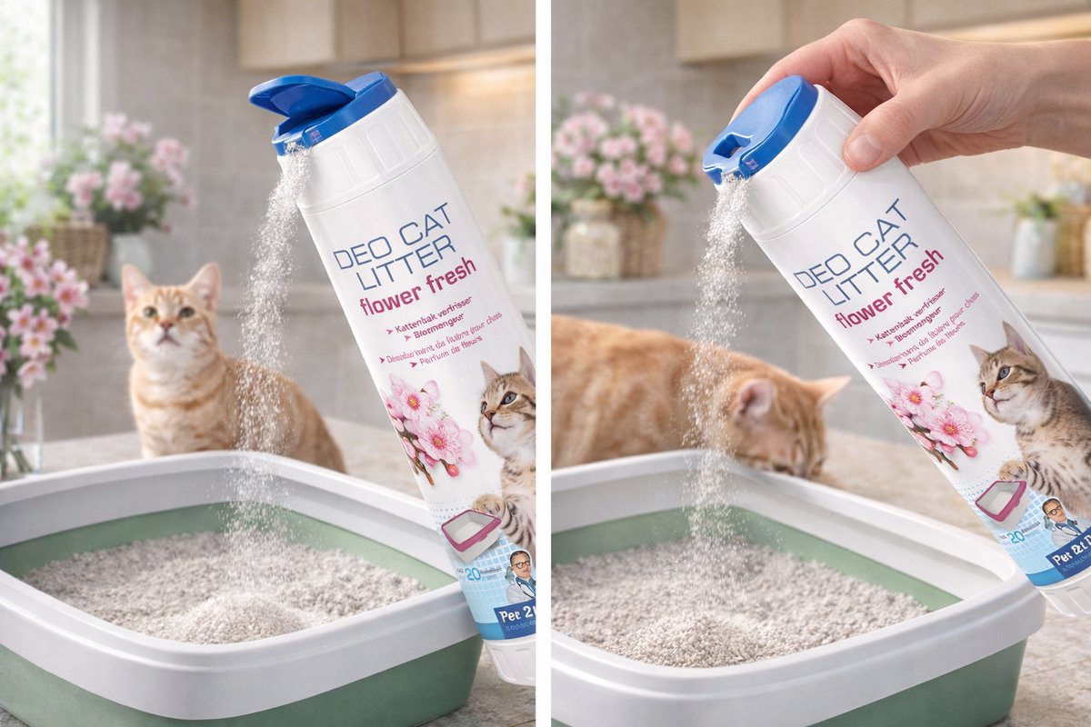 Productfoto 1 van The Pet Doctor Kattenbak Verfrisser Flower Fresh 750 g - Deo Kattenbak - Geur Neutralisator - Fris Bloemengeur