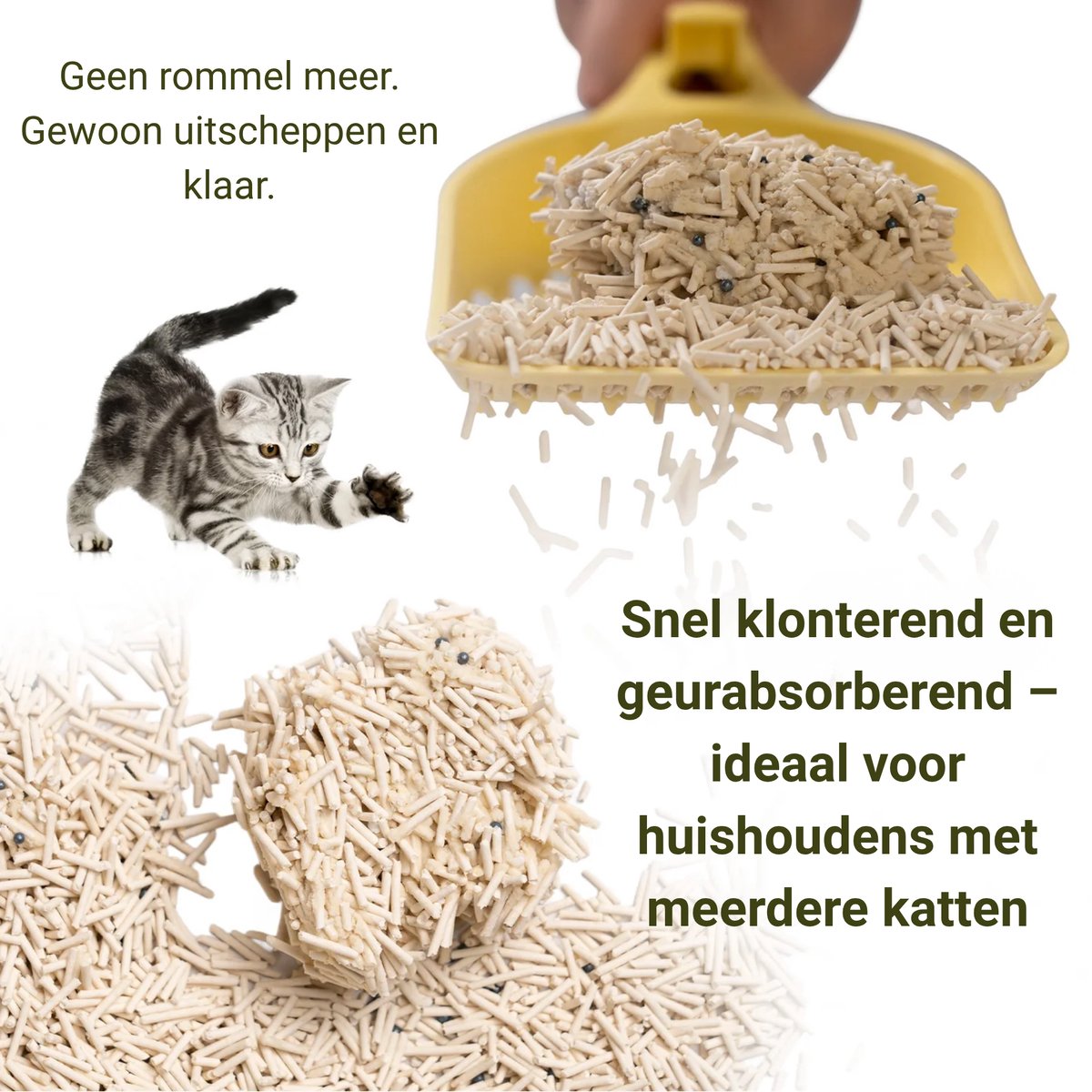 Miniatuur van productfoto 5 van PawPure Kattenbakvulling Tofu & Cassave 15kg (6×2.5kg) - Stofvrij - Snel Klonterend - Sterke Geurcontrole