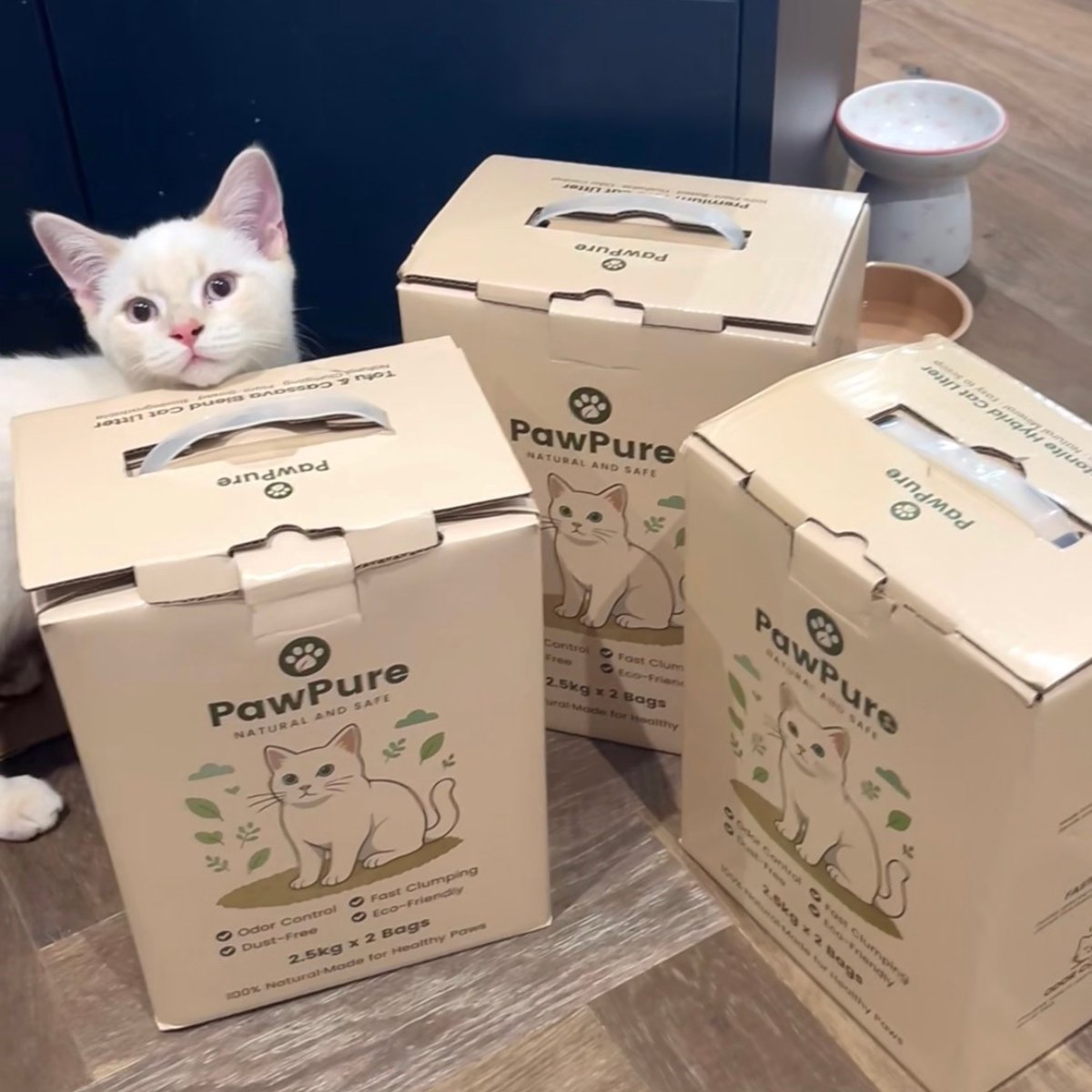 Miniatuur van productfoto 7 van PawPure Kattenbakvulling Tofu & Cassave 15kg (6×2.5kg) - Stofvrij - Snel Klonterend - Sterke Geurcontrole