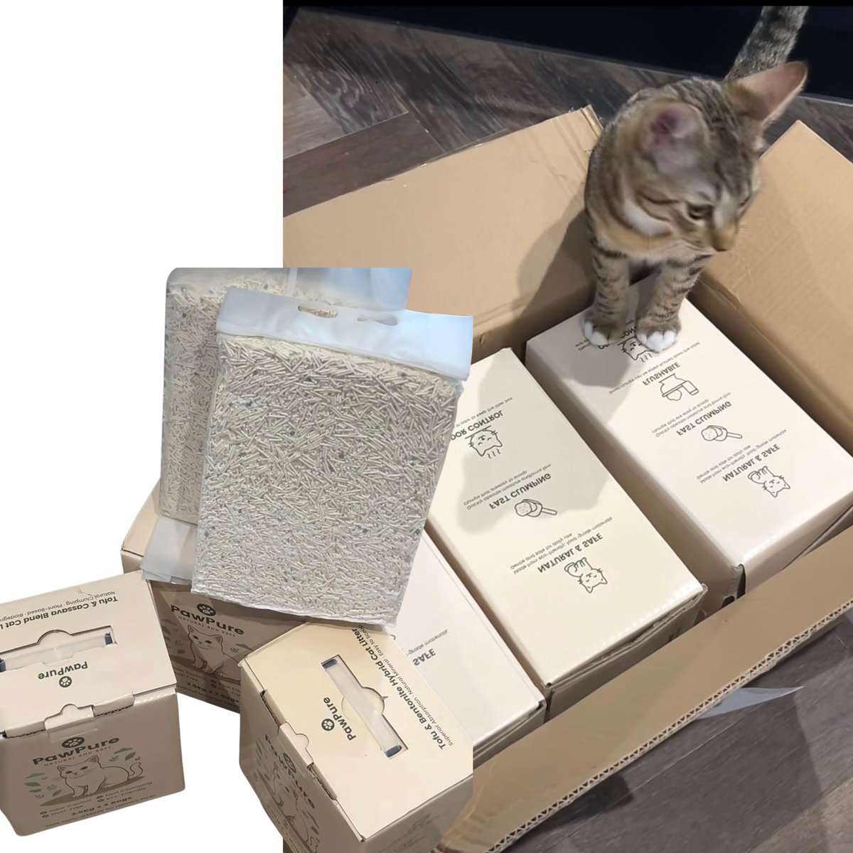 Miniatuur van productfoto 8 van PawPure Kattenbakvulling Tofu & Cassave 15kg (6×2.5kg) - Stofvrij - Snel Klonterend - Sterke Geurcontrole