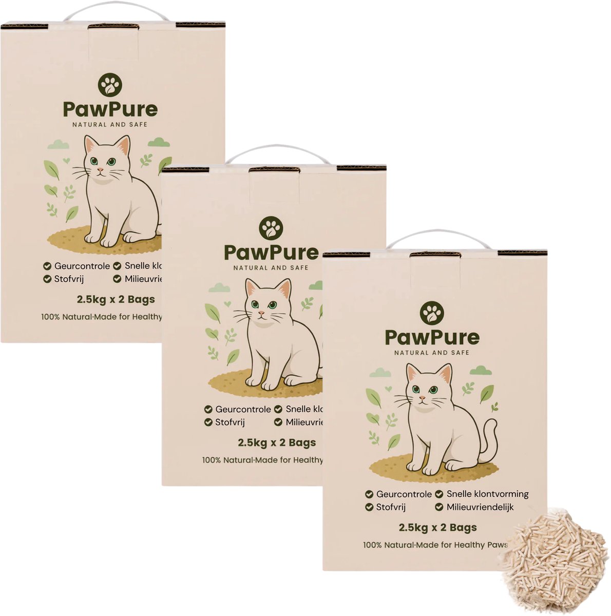 Miniatuur van productfoto 5 van PawPure Tofu Kattenbakvulling 6x2,5kg – Klonterend, Doorspoelbaar, Stofarm, Geurcontrole, Natuurlijk & Milieuvriendelijk