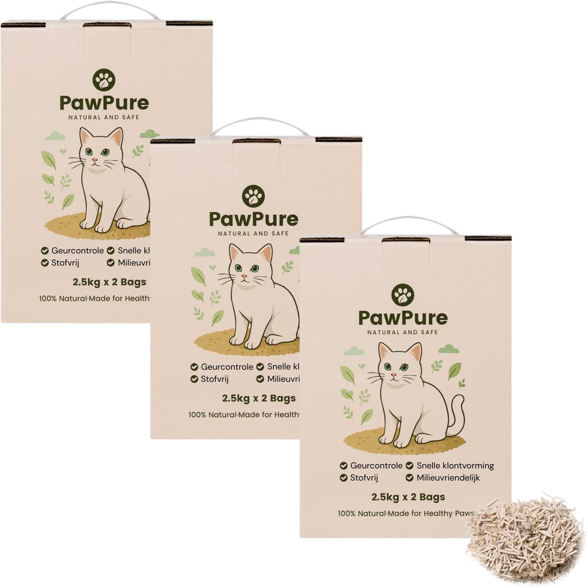 Miniatuur van productfoto 4 van PawPure Kattenbakvulling Tofu & Bentoniet 15kg (6x2,5kg) – Klontvormend, Sterke Geurcontrole, Stofvrij, Natuurlijk & Hygiënisch