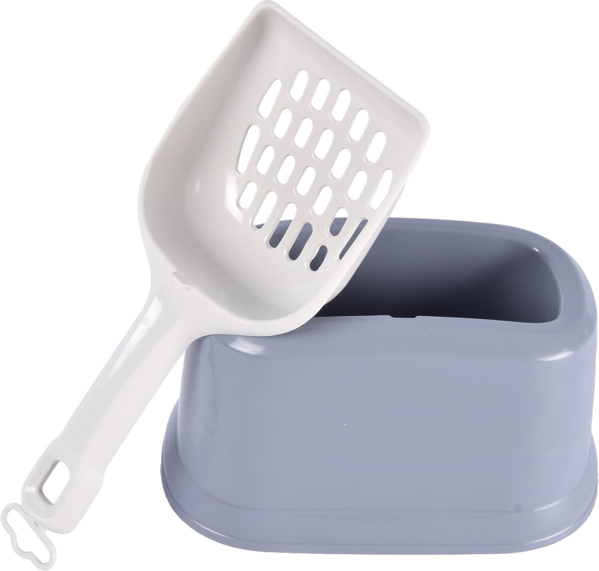 Miniatuur van productfoto 3 van Kattenbak Schep met Houder - Handige Poepschep voor Kattengrit - Licht Grijs & Beige - Recycled Plastic - 27 cm Lang