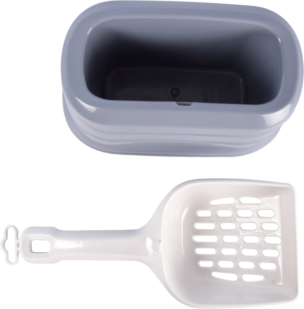 Miniatuur van productfoto 4 van Kattenbak Schep met Houder - Handige Poepschep voor Kattengrit - Licht Grijs & Beige - Recycled Plastic - 27 cm Lang