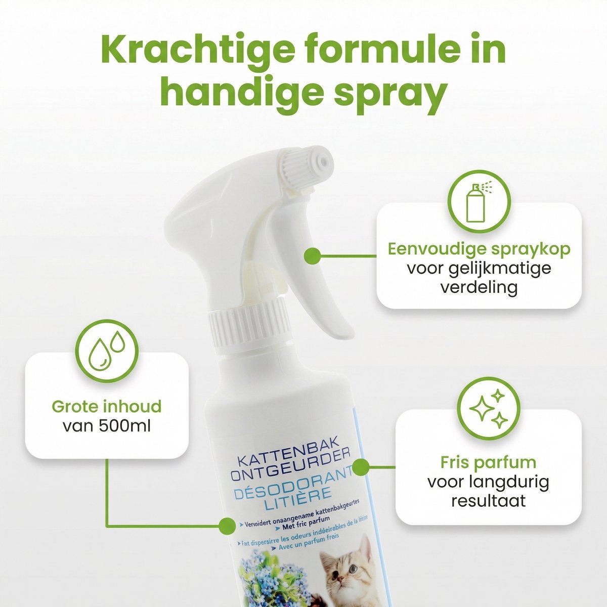 Miniatuur van productfoto 5 van The Pet Doctor – Kattenbak Ontgeurder – Geurverwijderend – 500 ml - 1 stuk