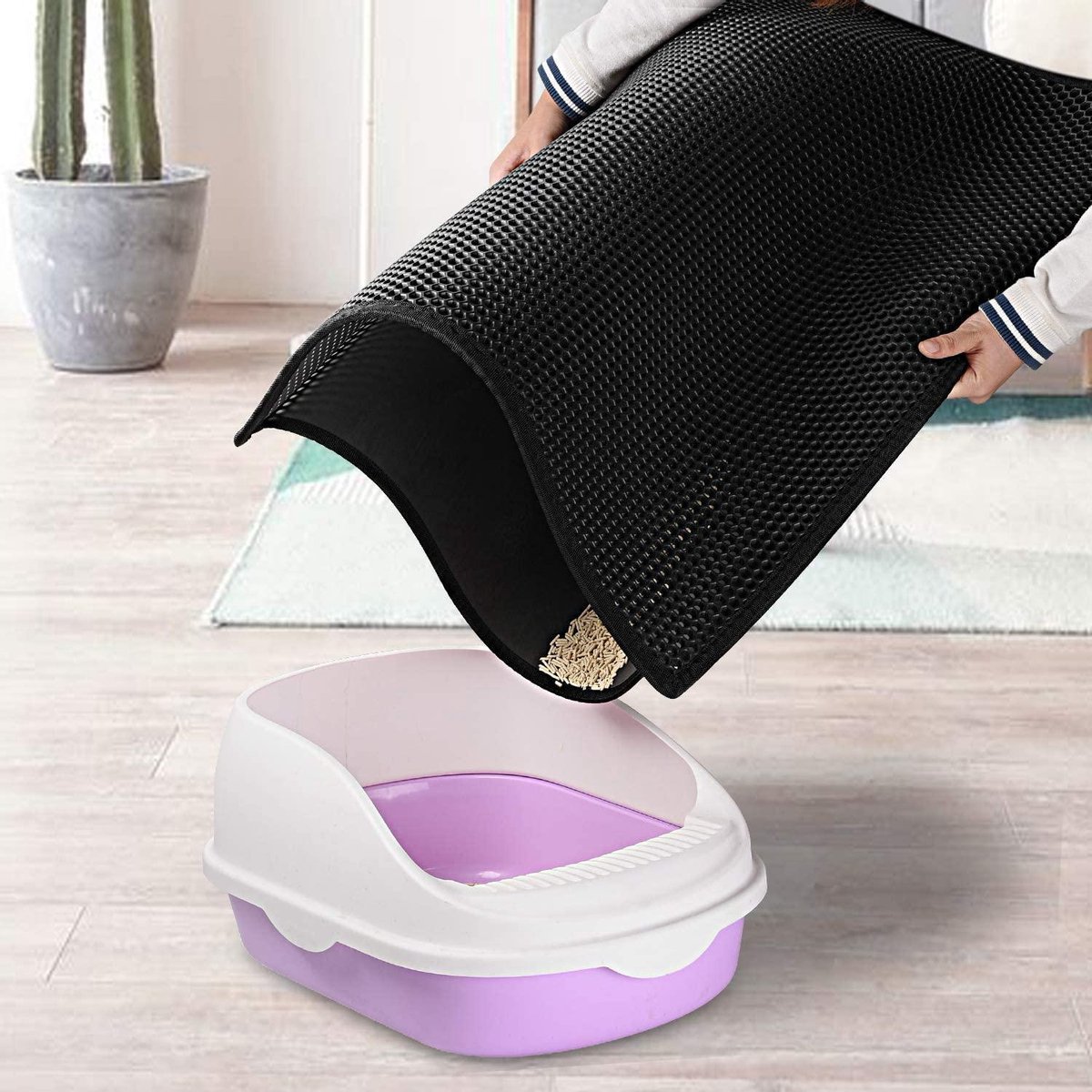 Miniatuur van productfoto 5 van ElegaPet Kattenbak mat 30x30cm - Katten grit opvanger - Waterdicht met een dubbele laag - Cat litter mat - Kattenbak accessoires - Uitloopmat - schoonloopmat kattenbak - gritmat 30x30 cm