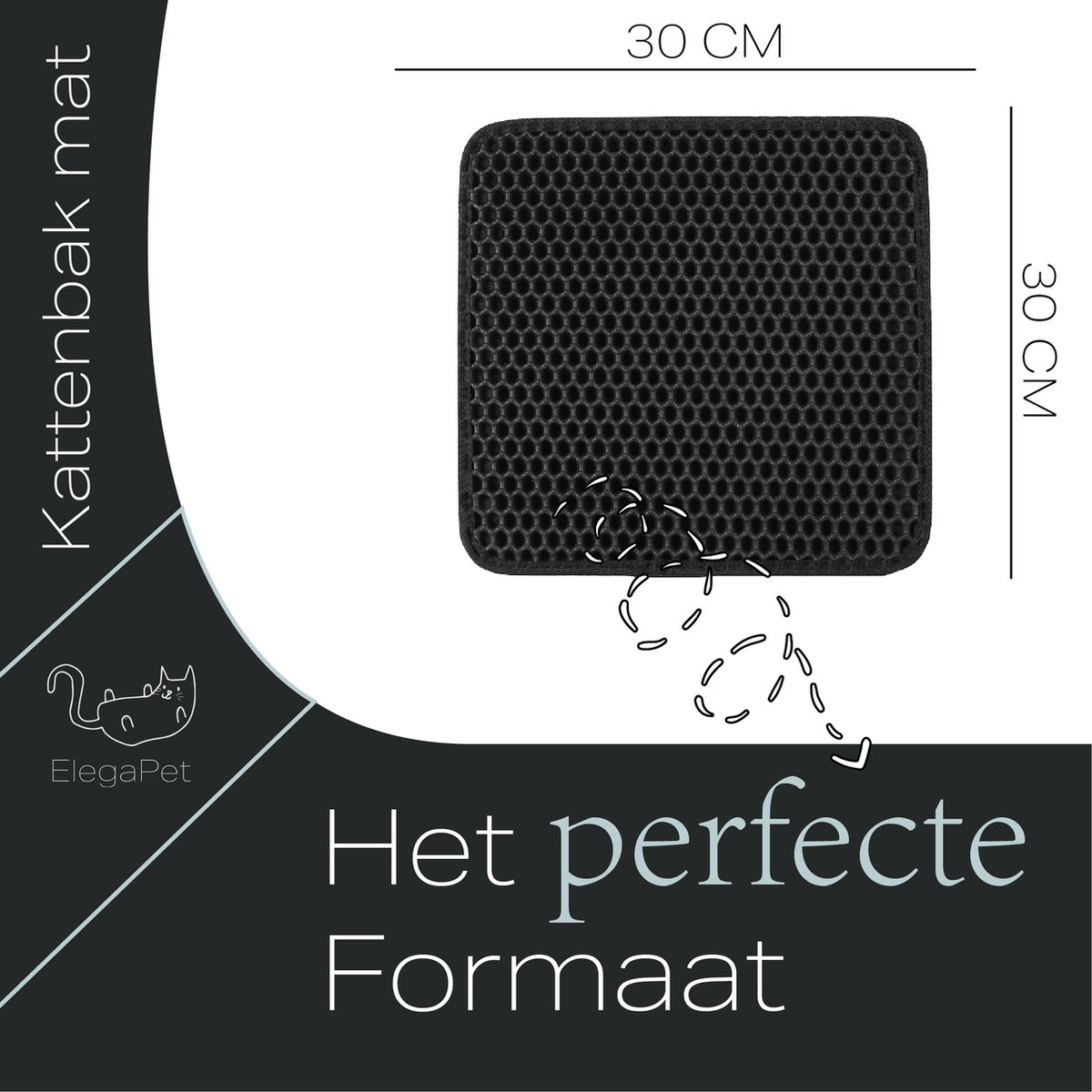 Miniatuur van productfoto 7 van ElegaPet Kattenbak mat 30x30cm - Katten grit opvanger - Waterdicht met een dubbele laag - Cat litter mat - Kattenbak accessoires - Uitloopmat - schoonloopmat kattenbak - gritmat 30x30 cm