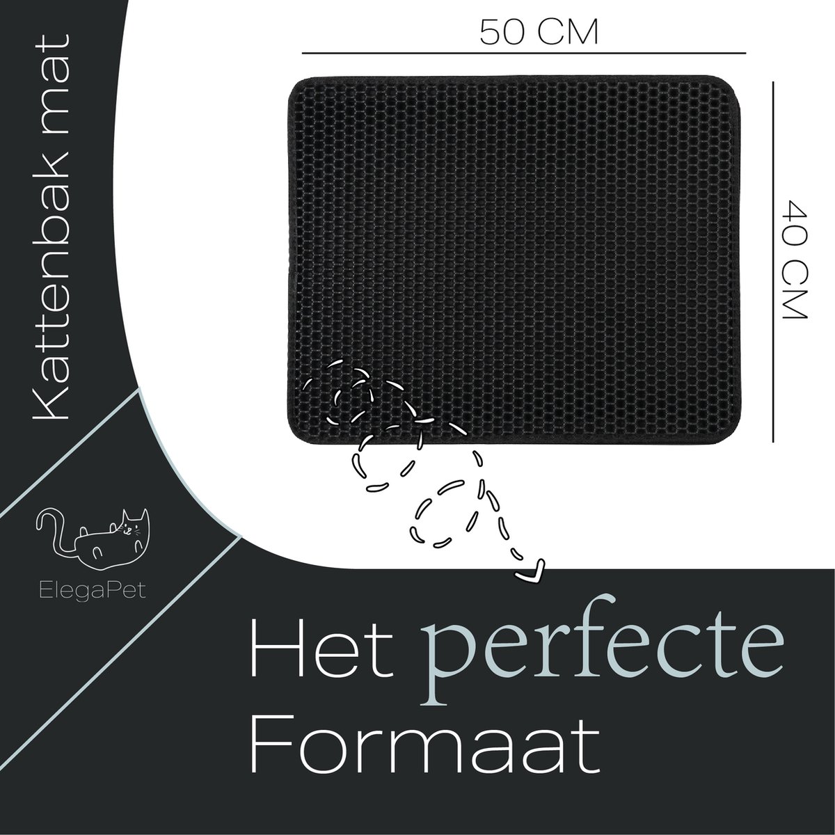 Miniatuur van productfoto 7 van ElegaPet Kattenbak mat 40x50cm - Katten grit opvanger - Waterdicht met een dubbele laag - Cat litter mat - Kattenbak accessoires - Uitloopmat - schoonloopmat kattenbak - gritmat 40x50 cm