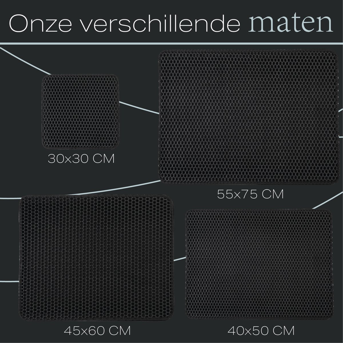 Miniatuur van productfoto 2 van ElegaPet Kattenbak mat 55x75cm - Grijs Katten grit opvanger - Waterdicht met een dubbele laag - Cat litter mat - Kattenbak accessoires - Uitloopmat - schoonloopmat kattenbak - gritmat 55x75 cm cm