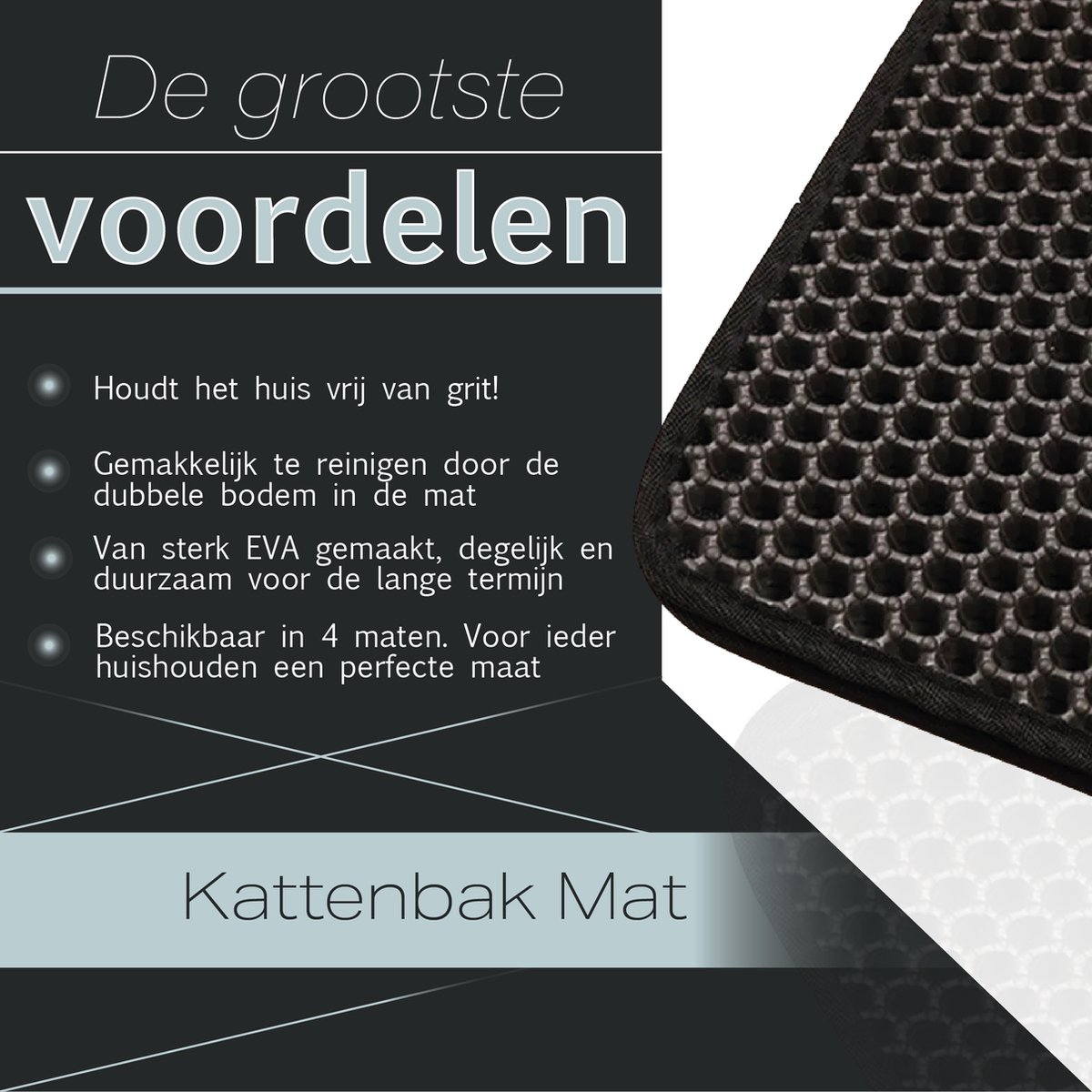 Miniatuur van productfoto 6 van ElegaPet Kattenbak mat 55x75cm - Grijs Katten grit opvanger - Waterdicht met een dubbele laag - Cat litter mat - Kattenbak accessoires - Uitloopmat - schoonloopmat kattenbak - gritmat 55x75 cm cm