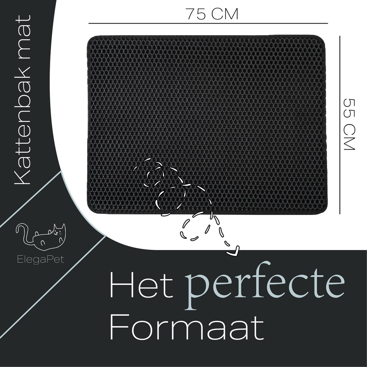 Miniatuur van productfoto 7 van ElegaPet Kattenbak mat 55x75cm - Grijs Katten grit opvanger - Waterdicht met een dubbele laag - Cat litter mat - Kattenbak accessoires - Uitloopmat - schoonloopmat kattenbak - gritmat 55x75 cm cm