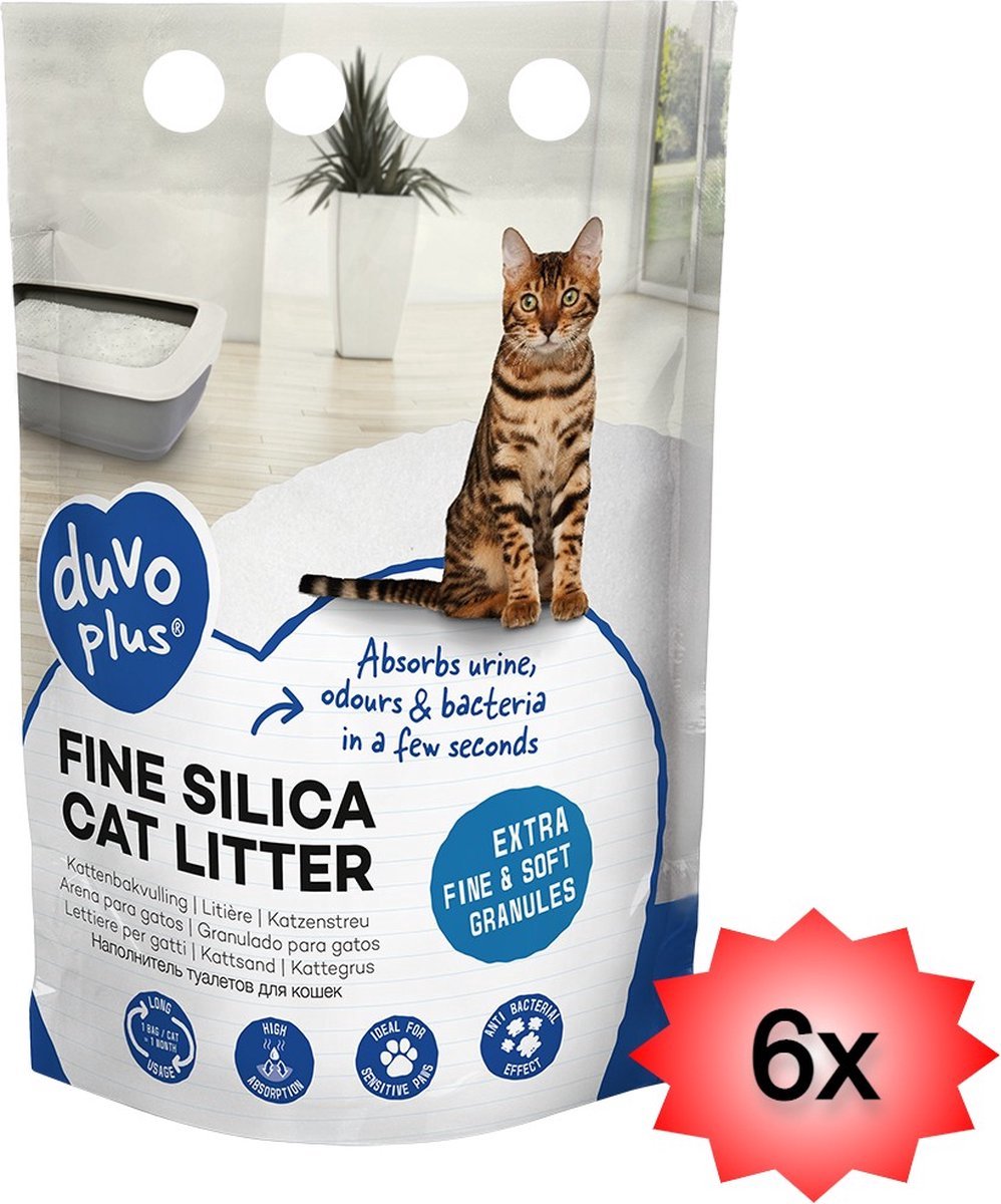 Miniatuur van productfoto 2 van silica - Premium - fijne silica - kattenbakvulling wit - 6 x 5 liter