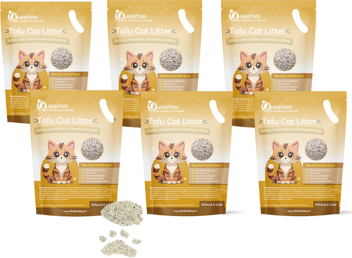 Miniatuur van productfoto 6 van 36 liter Tofu Cat Litter Neutraal - 15 KG - Biologisch afbreekbare kattenbakkorrel