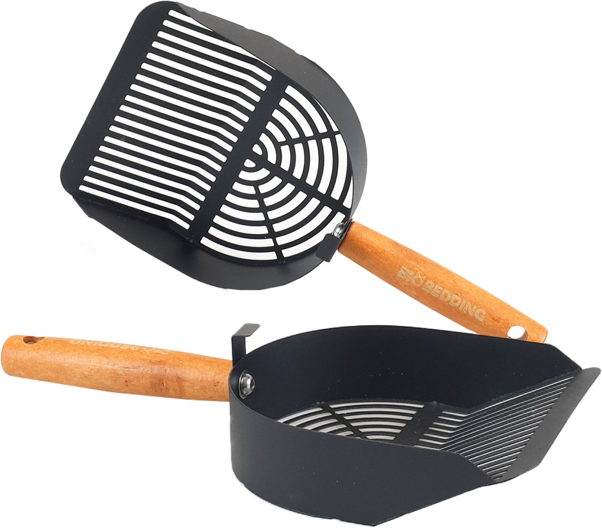 Miniatuur van productfoto 4 van 2x Carbon Steel Kattenbakschep - Metalen Kattenbakschep - Houten Handvat - Extra Stevig - Voor Kattengrind - Tofu Kattenbakschep - kattenbak schep voor kattenzand