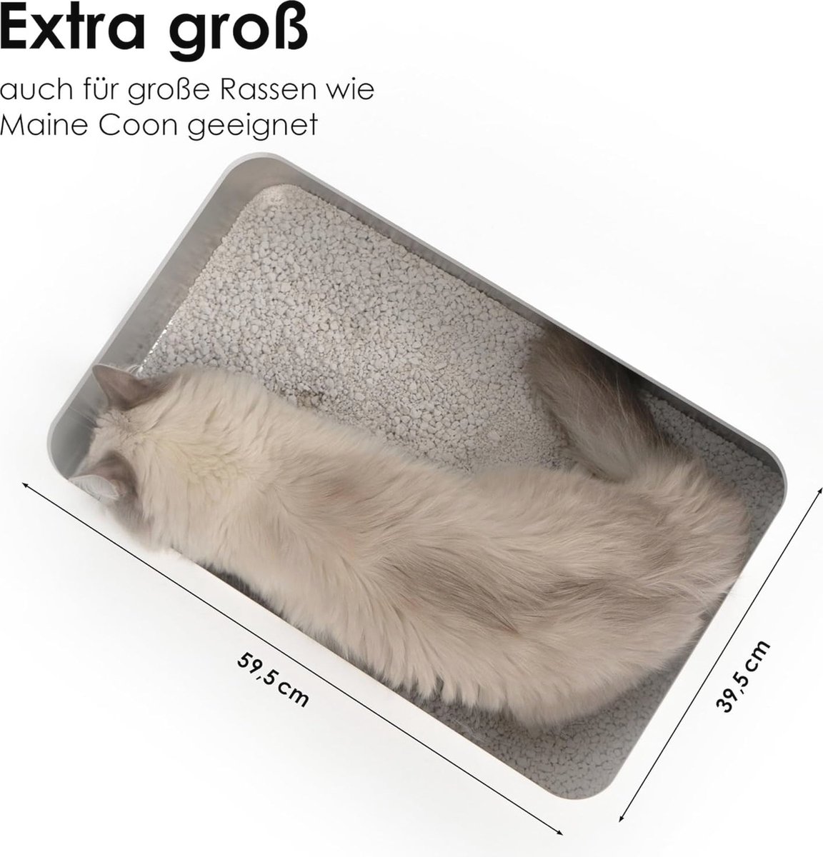 Miniatuur van productfoto 4 van Clord - RVS Kattenbak XXL - Geurvrije Open Kattenbak - Moderne Hop-in Kattenbak Zonder Deksel - Katten Toilet met RVS Kom