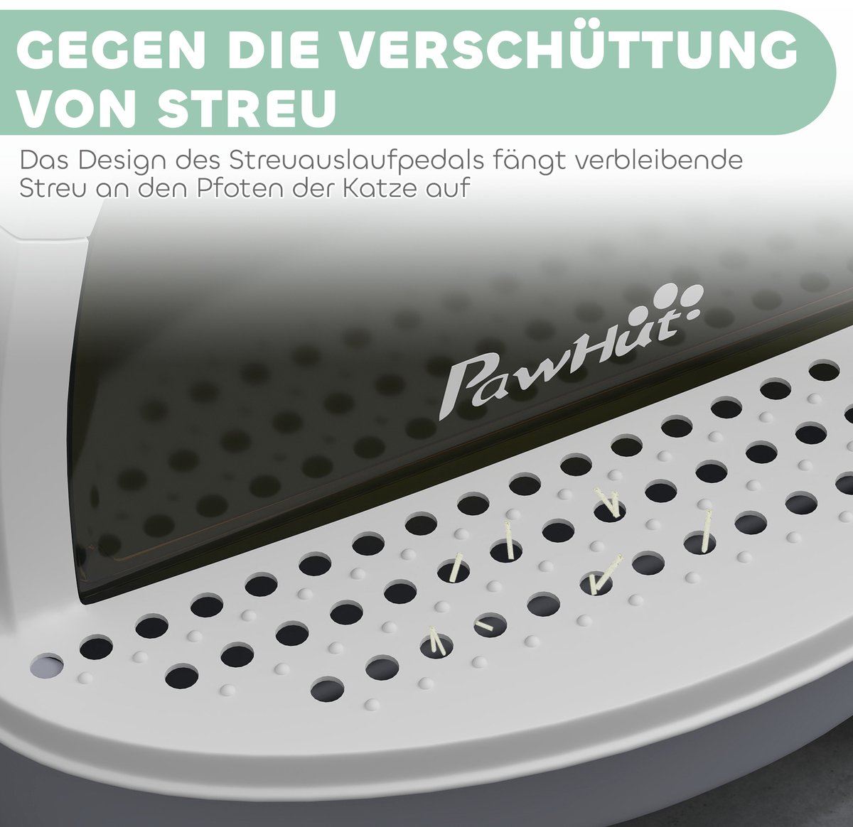 Miniatuur van productfoto 7 van Grijze kattenbak met deksel - Met schep - Met bodemschuif - Met ingangspedaal - Voor katten tot 5 kg - Afmeting 40,5x52x39 cm
