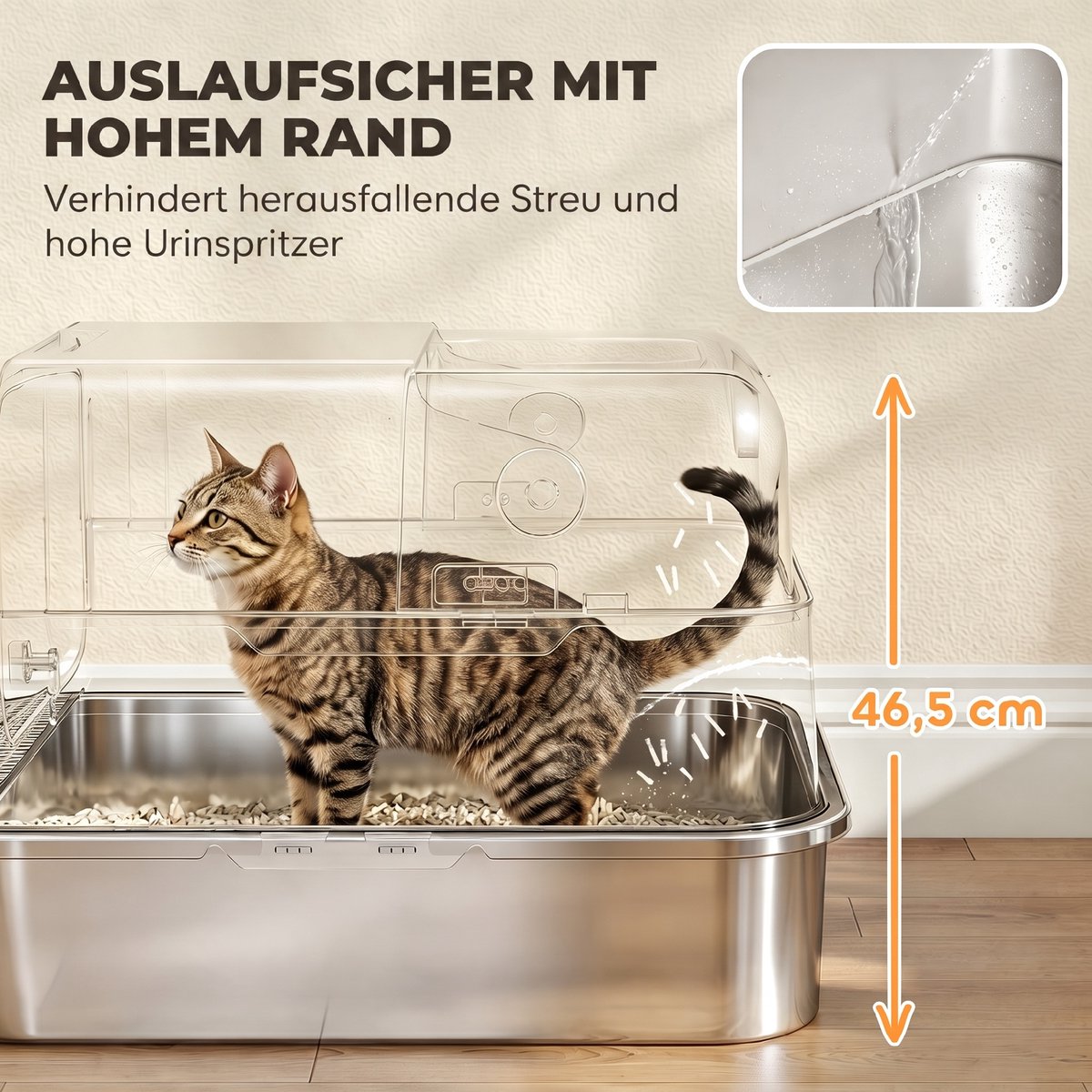 Miniatuur van productfoto 14 van Cellista XXL Kattenbak Grote Katten - RVS Kattenbak met Deksel - Geurloze Katten Toilet - Top Entry Kattenbak - Anti Lek - Inclusief Schep - 70 cm