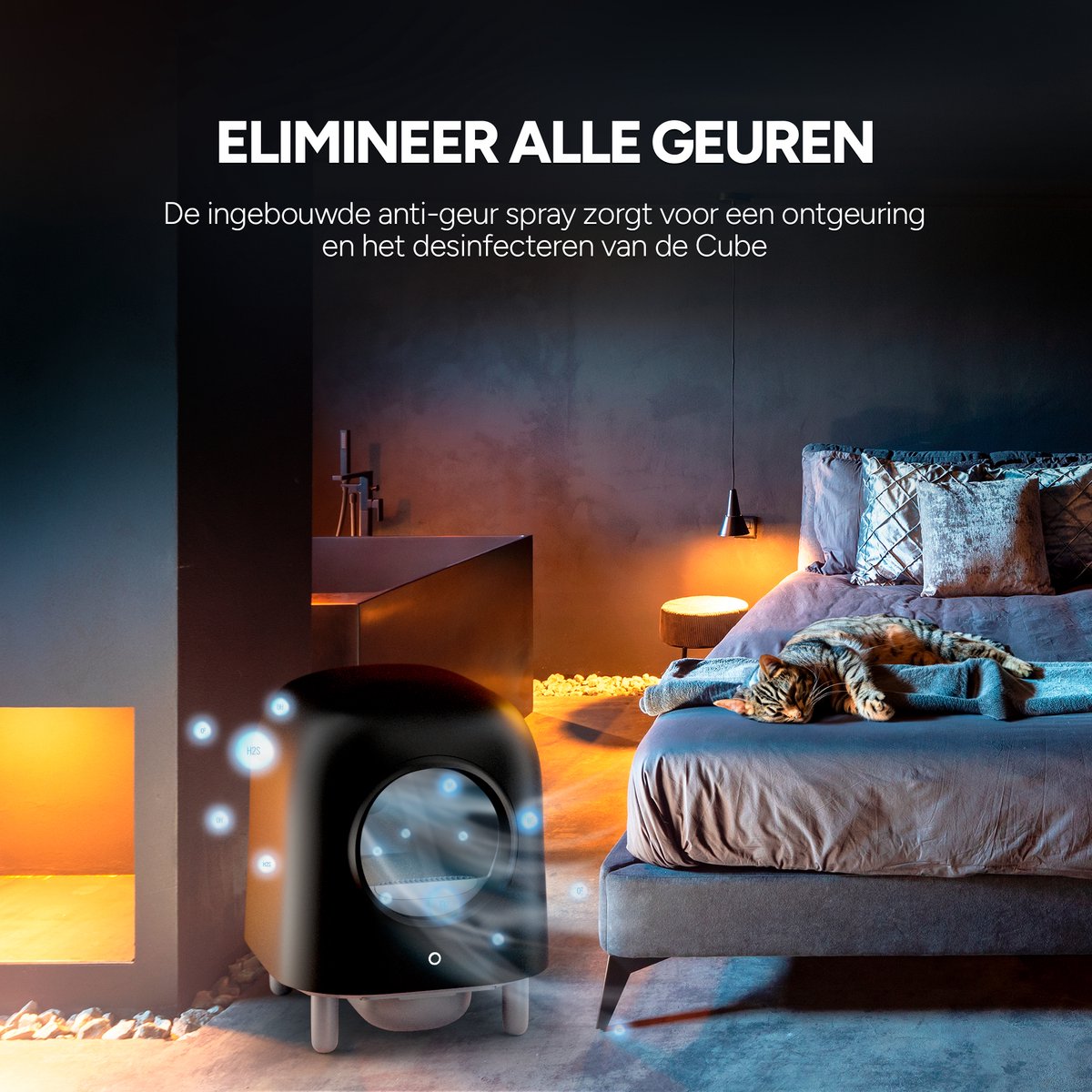 Miniatuur van productfoto 3 van Petree Cube Zelfreinigende Kattenbak Automatisch - met App - Zwart - incl Mat Luchtverfrisser en 1 rol Afvalzakje