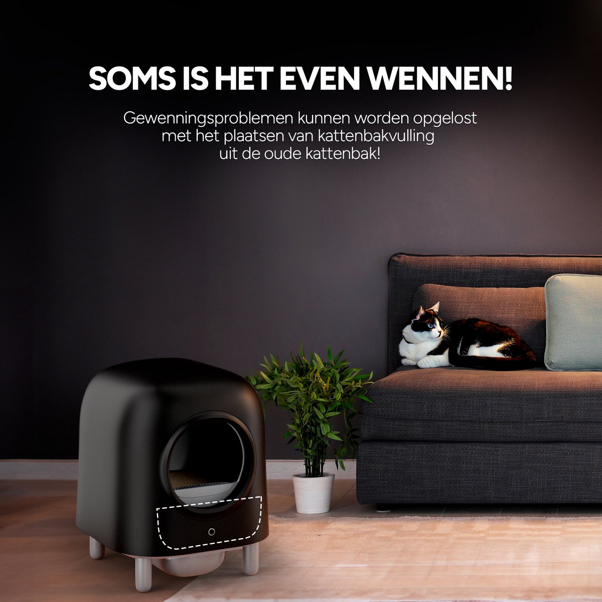 Miniatuur van productfoto 7 van Petree Cube Zelfreinigende Kattenbak Automatisch - met App - Zwart - incl Mat Luchtverfrisser en 1 rol Afvalzakje
