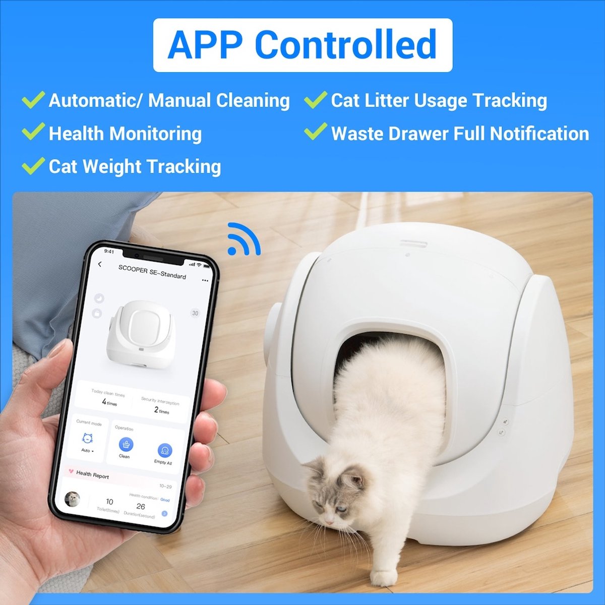 Miniatuur van productfoto 12 van Catlink Scooper SE Lite - Automatische Kattenbak - Zelfreinigend - 65L Capaciteit - Met App-Bediening