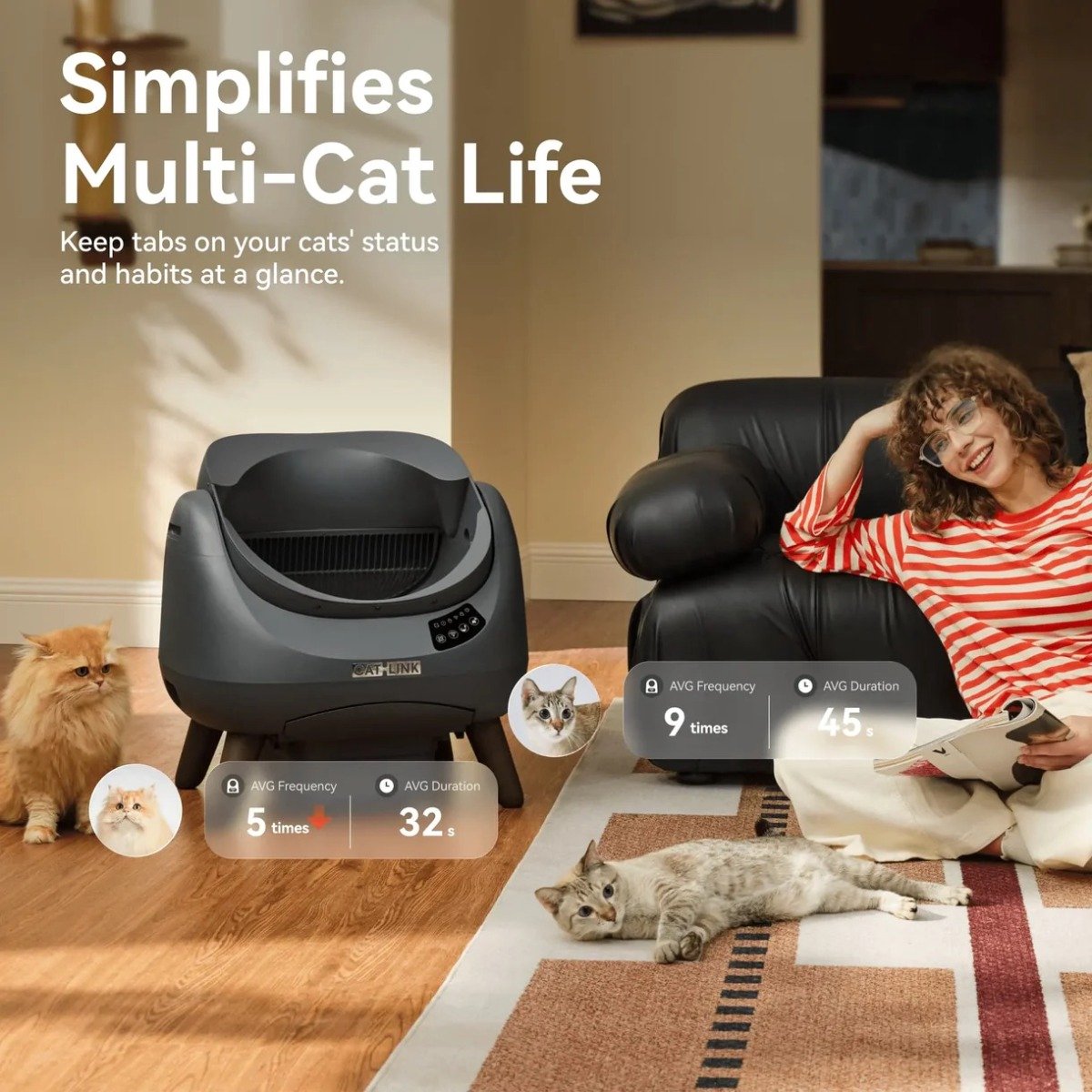 Miniatuur van productfoto 5 van Catlink Open X Zelfreinigende Kattenbak Wit Draadloos Met Filter