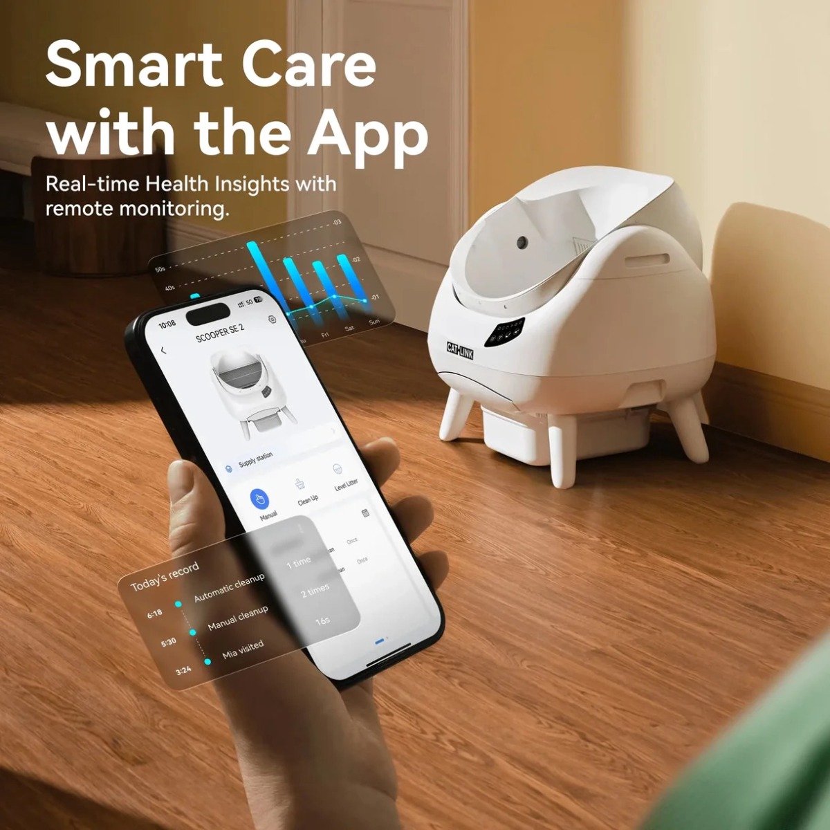 Miniatuur van productfoto 12 van Catlink Open X - Zelfreinigende Open Kattentoilet Automatische Slimme Kattenbak met APP-bediening 12L Capaciteit - grijs