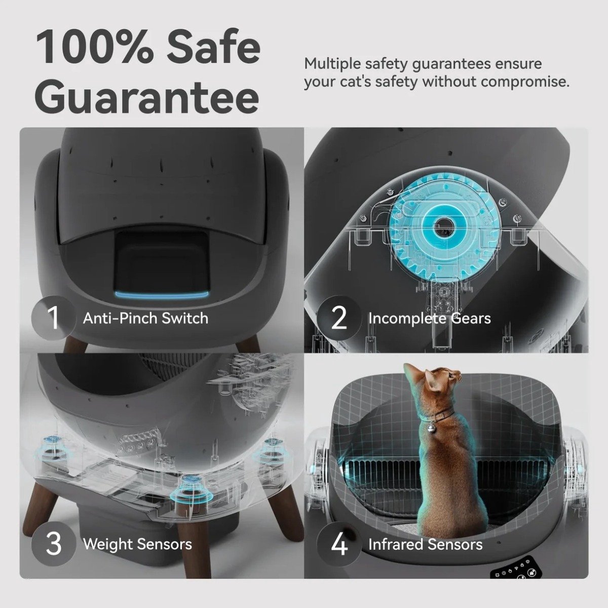 Miniatuur van productfoto 4 van Catlink Open X - Zelfreinigende Open Kattentoilet Automatische Slimme Kattenbak met APP-bediening 12L Capaciteit - grijs