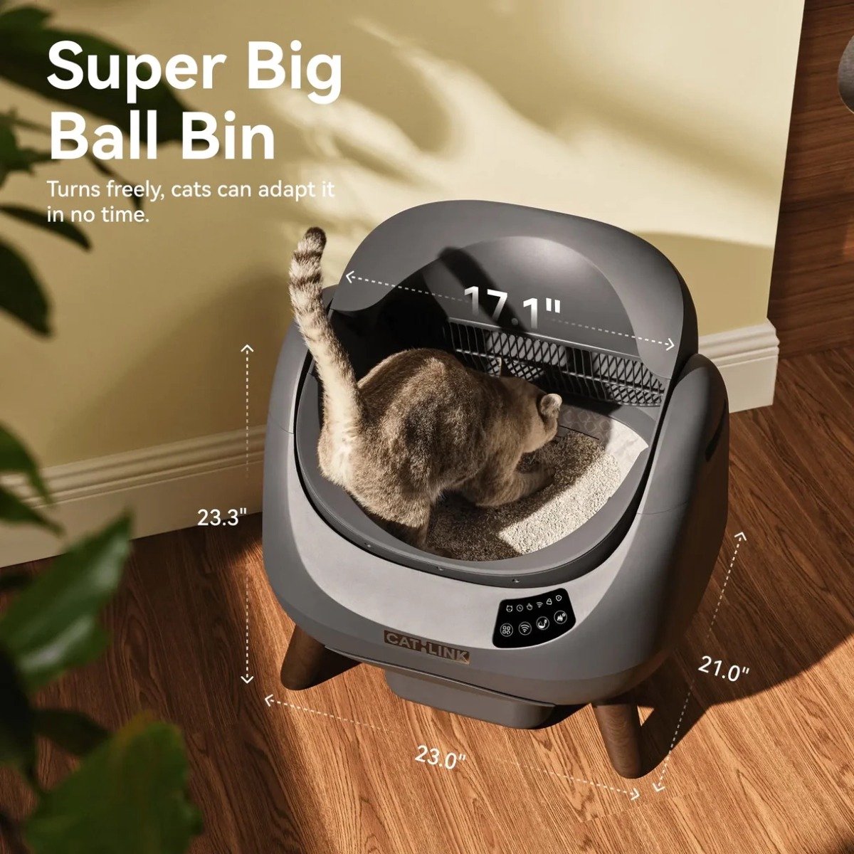 Miniatuur van productfoto 5 van Catlink Open X - Zelfreinigende Open Kattentoilet Automatische Slimme Kattenbak met APP-bediening 12L Capaciteit - grijs