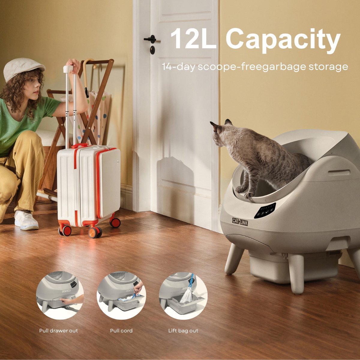 Miniatuur van productfoto 10 van CATLINK Open X Lite - Open Top Zelfreinigende Automatische Kattenbak Wit