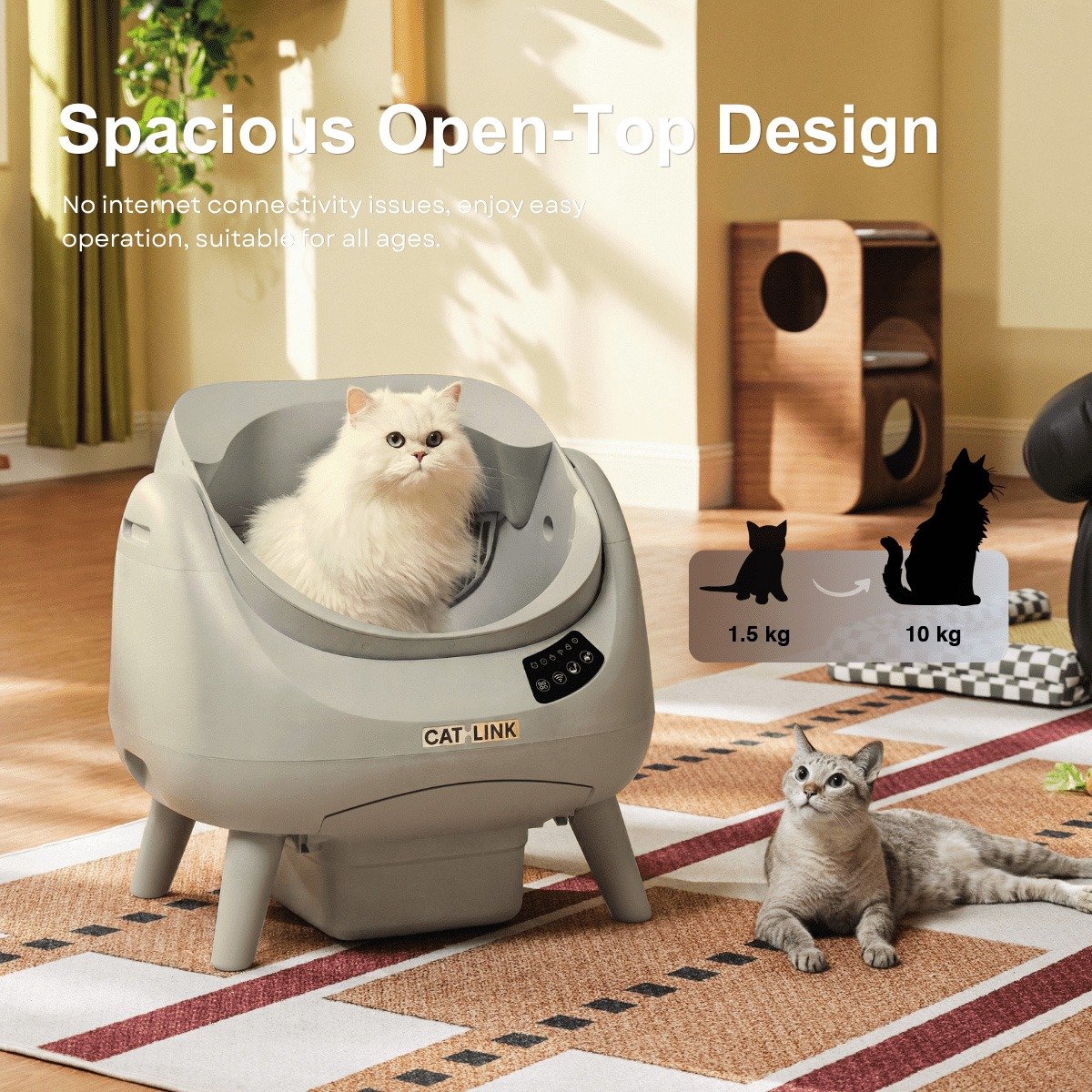 Miniatuur van productfoto 4 van CATLINK Open X Lite - Open Top Zelfreinigende Automatische Kattenbak Wit
