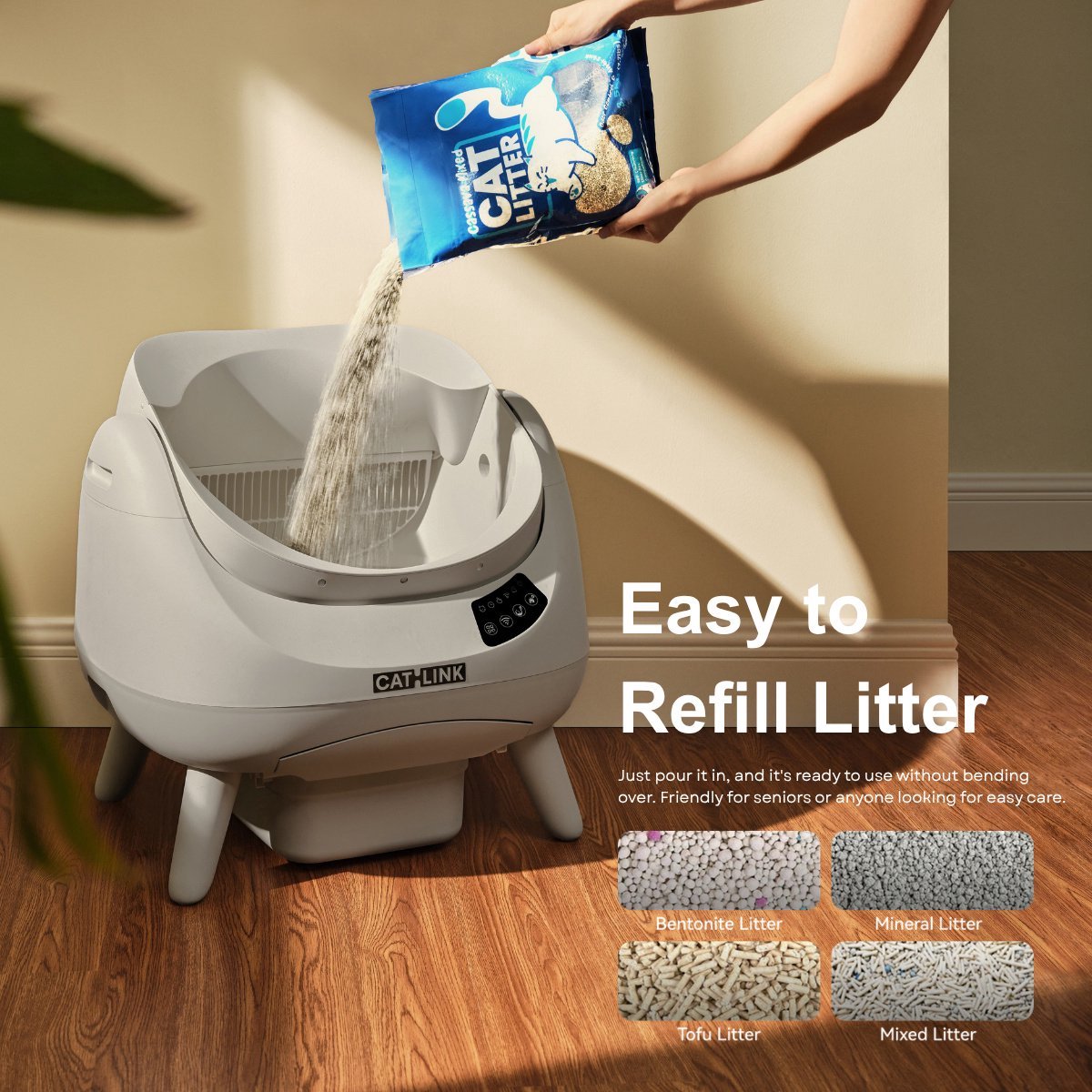 Miniatuur van productfoto 5 van CATLINK Open X Lite - Open Top Zelfreinigende Automatische Kattenbak Wit