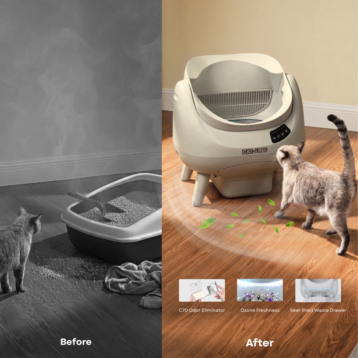 Miniatuur van productfoto 6 van CATLINK Open X Lite - Open Top Zelfreinigende Automatische Kattenbak Wit