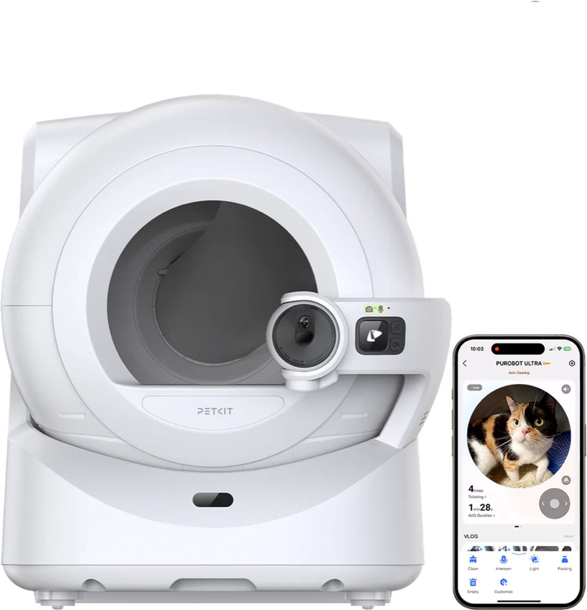 Miniatuur van productfoto 2 van Petkit - Purobot Ultra - Automatische Kattenbak - Met camera - Revolutionaire 360° - Gedragsmonitoring - Diergezondheid